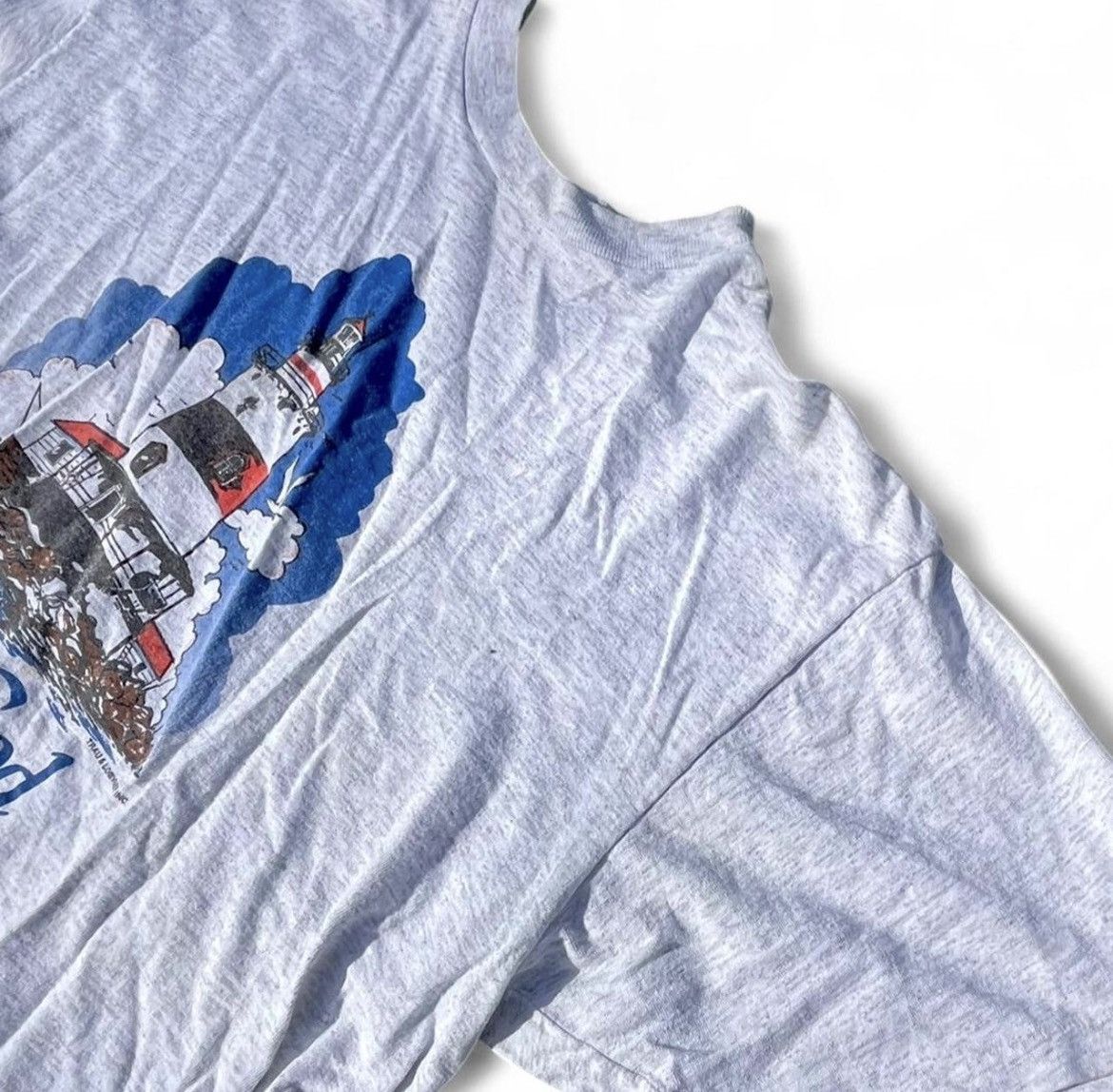 Vintage Vintage 90s Cape Cod Lighthouse Graphic T-Shirt Gray Large Size US XL / EU 56 / 4 - 3 Thumbnail