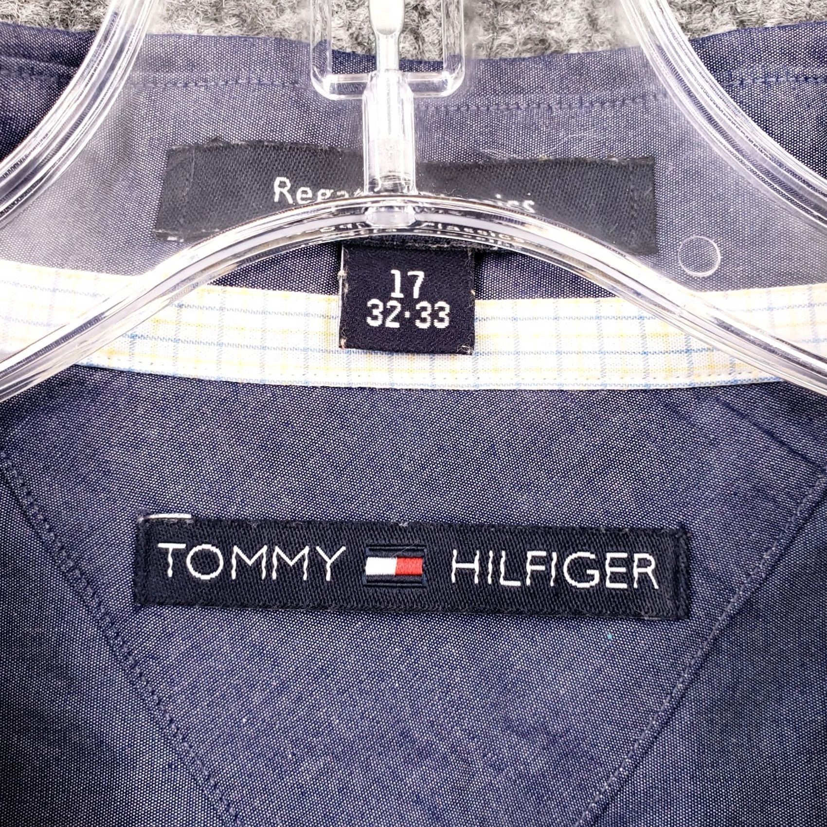 Tommy Hilfiger Tommy Hilfiger Dress Shirt Men 17 Button-Up Purple Regatta Classics Pocket Size 46R - 3 Thumbnail