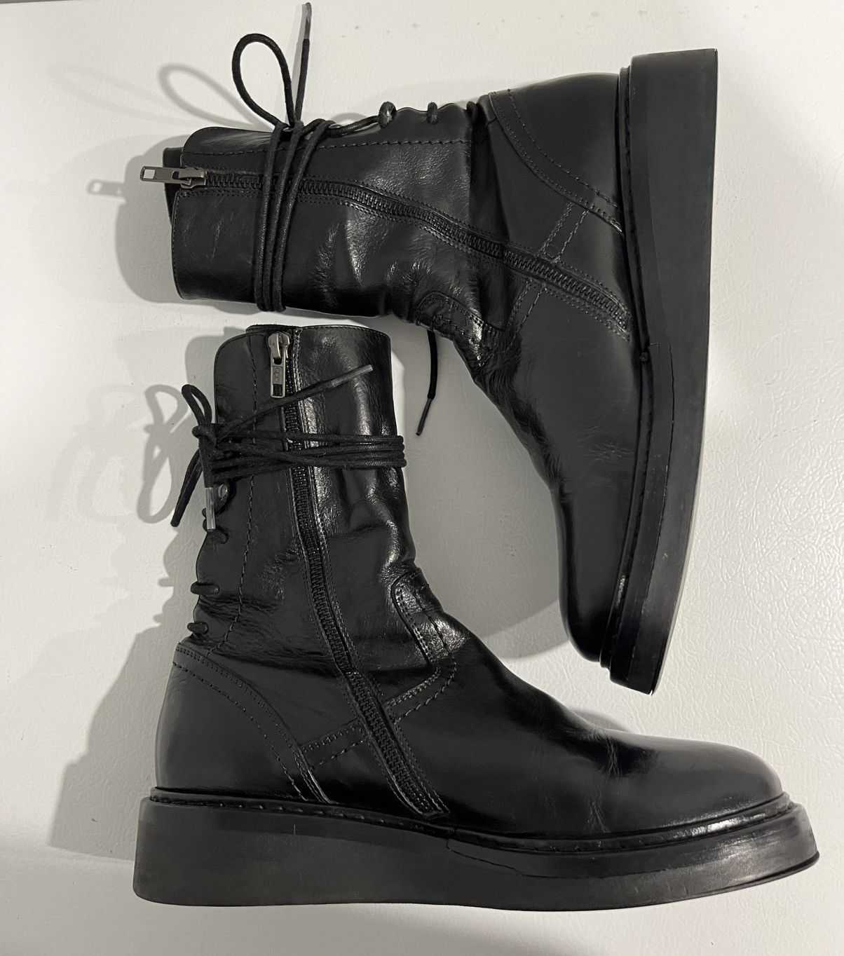 Ann Demeulemeester Ann Demeulemeester Vitello Nero Backlace Boots Size US 7 / EU 40 - 2 Thumbnail