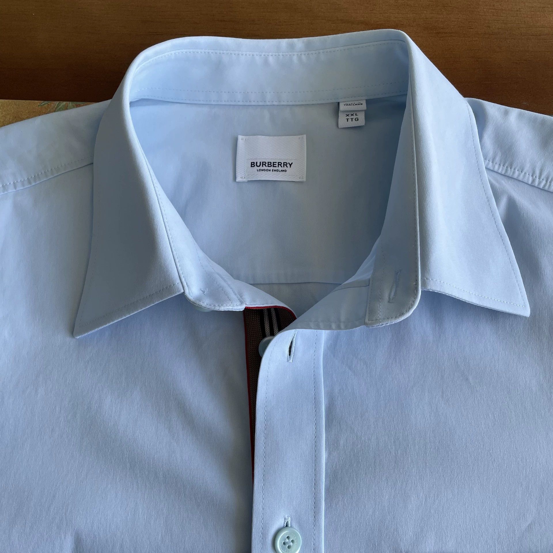 Burberry Burberry male blue solid point collar LS shirt XXL Size US XXL / EU 58 / 5 - 4 Thumbnail