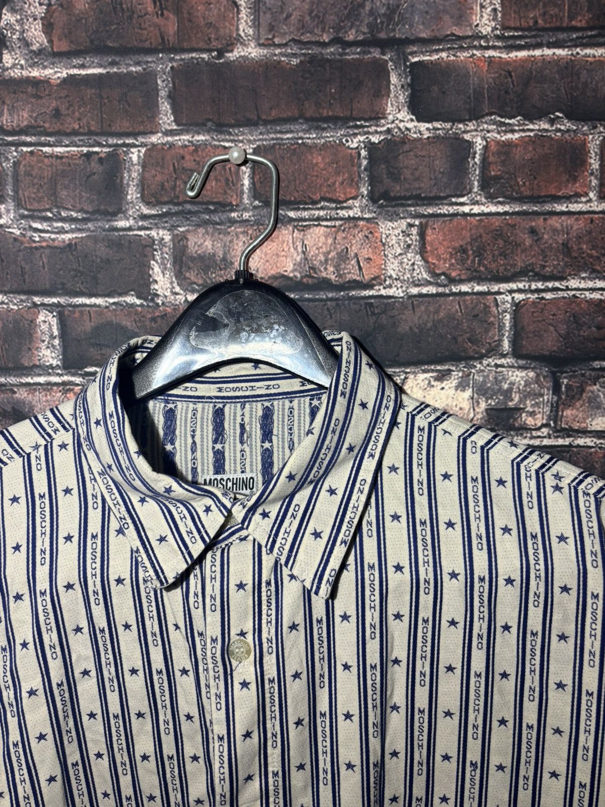 Moschino Vintage Moschino Jeans Logo Star Stripe Button-Up Shirt XL Size US XL / EU 56 / 4 - 7 Thumbnail