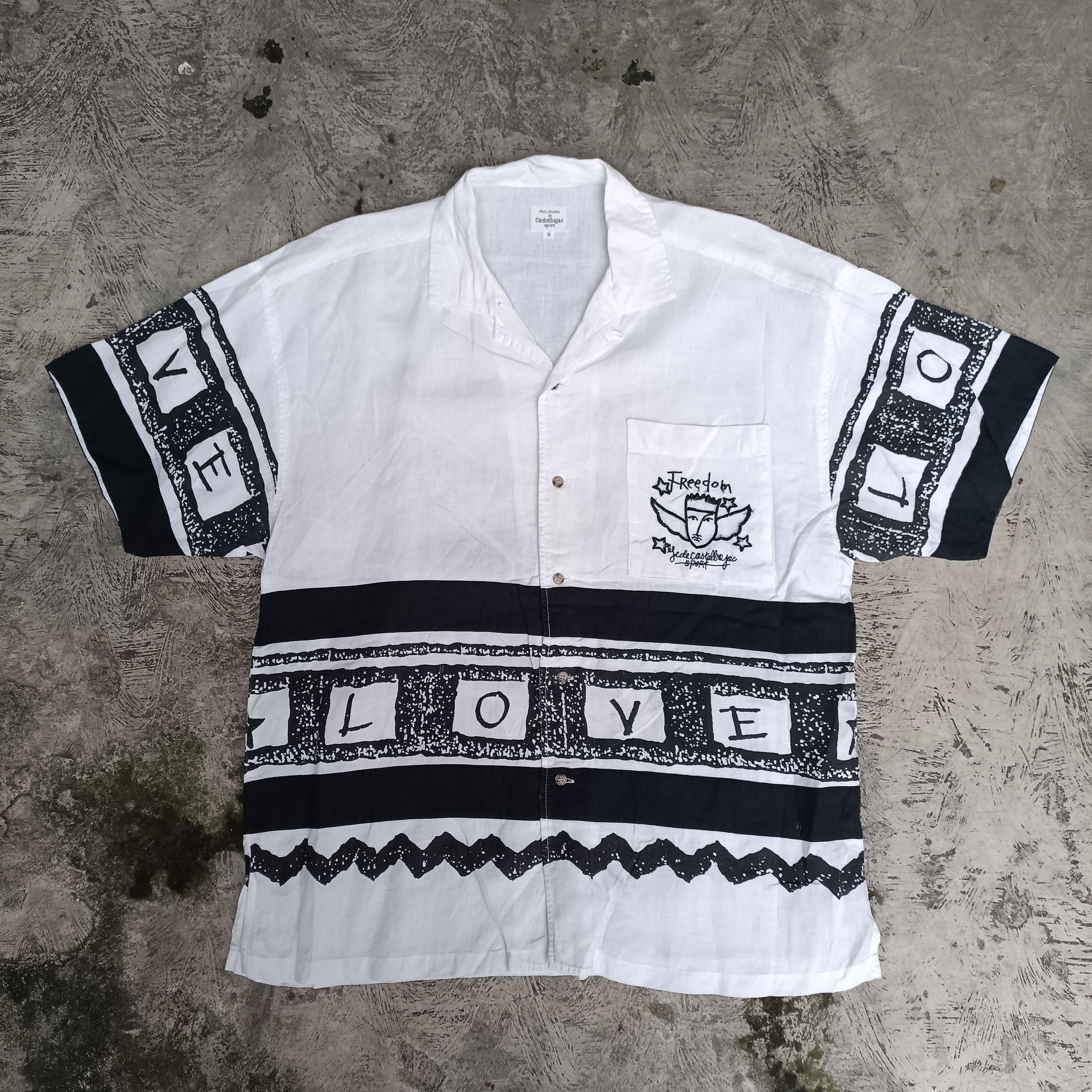 Japanese Brand Jean Charles De Castelbajac Open Collar Shirt Freedom Love Size US L / EU 52-54 / 3 - 1 Thumbnail