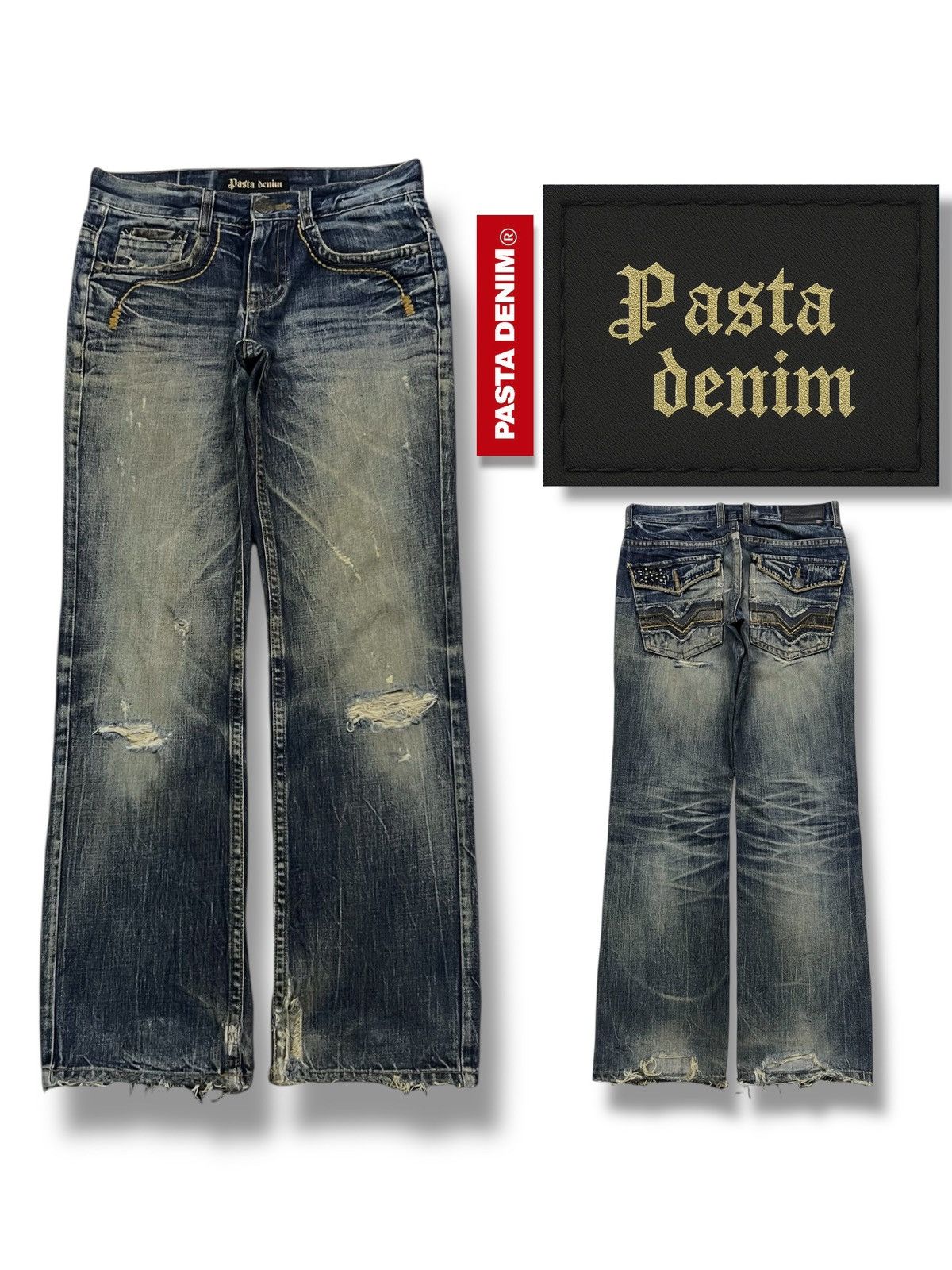 Japanese Brand Vintage Pasta Denim Jeans | Vintage Faded Wash | W31 Size US 31 - 1 Thumbnail