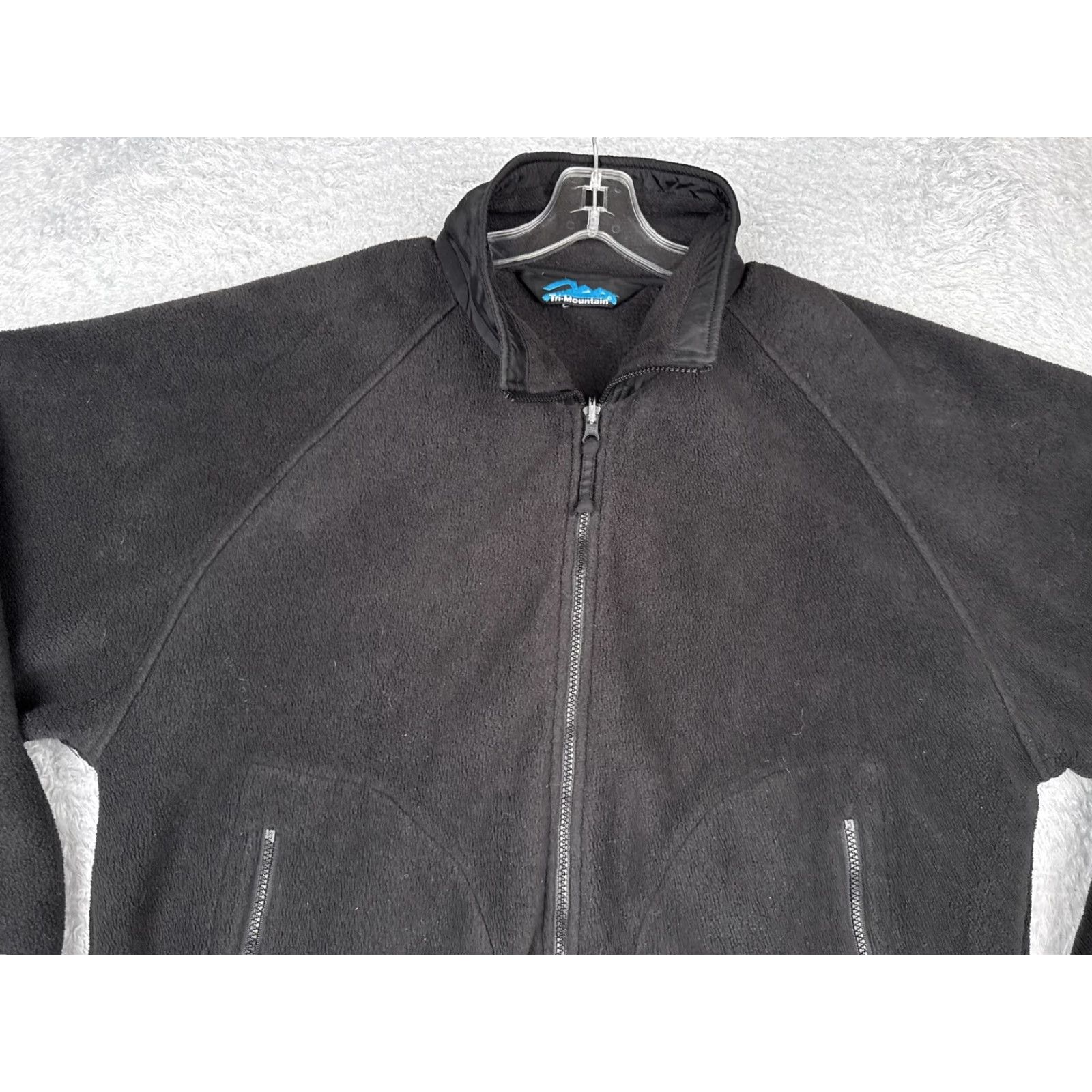 Vintage Tri-Mountain Jacket Mens Large Black Fleece Full Zip Stand Collar Pockets Raglan Size US L / EU 52-54 / 3 - 5 Thumbnail