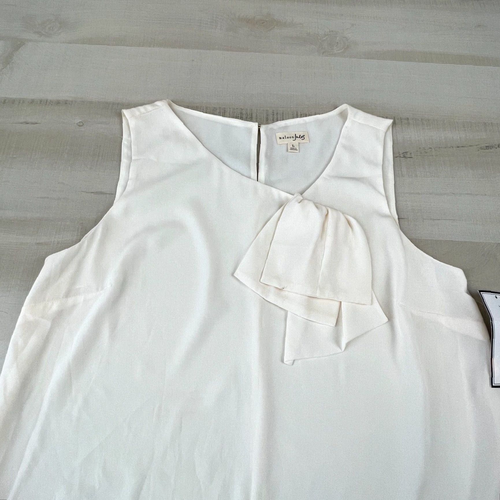 Vintage Maison Jules Womens Semi Sheer Blouse Shirt Top Ivory Large Sleeveless Lined Size L / US 10 / IT 46 - 2 Thumbnail