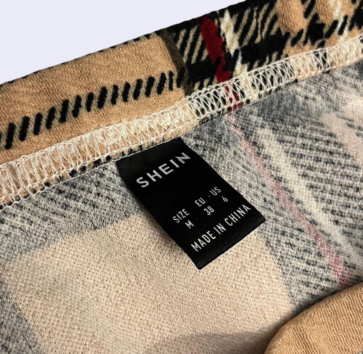 Shein × Vintage Tan & Black Plaid Skirt Size 30" / US 8 / IT 44 - 3 Thumbnail