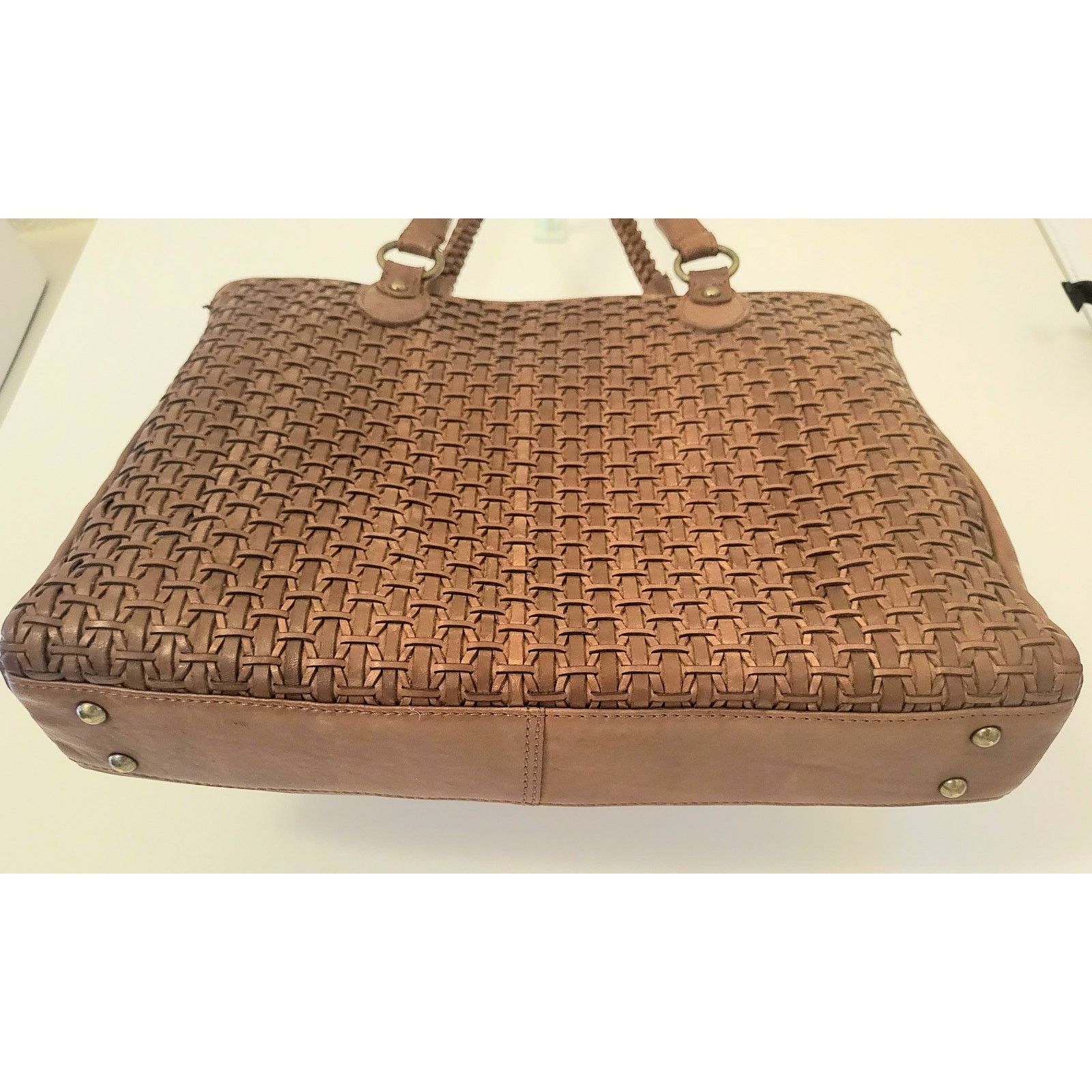 Other Leather Tote Bag Woven Brown Vintage Gorgeous Patina Size ONE SIZE - 14 Thumbnail