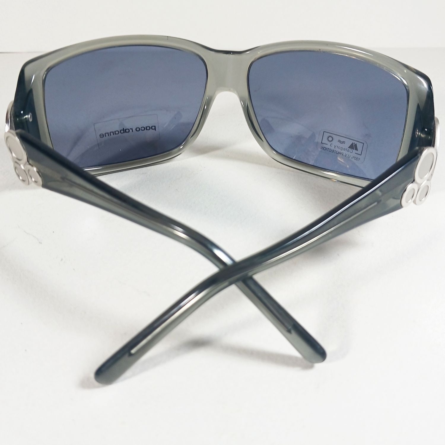 Paco Rabanne Paco Rabanne Gray Translucent Designer Wrap Sunglasses Size ONE SIZE - 7 Thumbnail