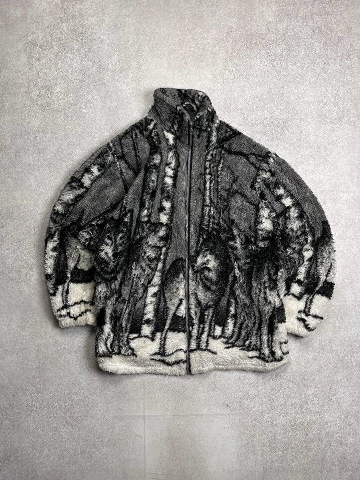 Japanese Brand × Vintage ⚡️QUICK SALE⚡️ Vintage Retro Wolves Fleece Sherpa Jacket L Size US L / EU 52-54 / 3 - 1 Thumbnail