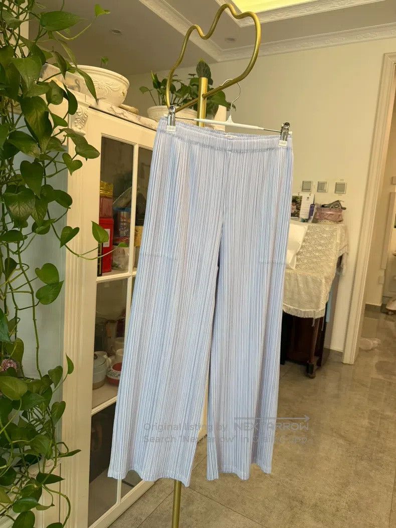 Issey Miyake Issey Miyake Light Blue Straight Wide-leg Trousers Size 25" / US 0 / IT 36 - 2 Thumbnail