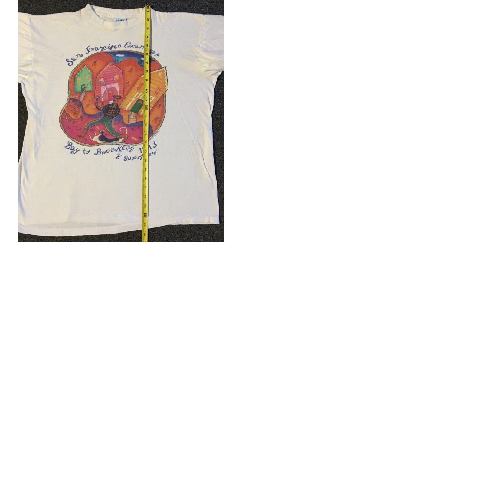 Vintage VINTAGE 90s San Francisco Examiner Faded Distress Abstract Art Shirt S Boxy Grunge - Single Stitch Men's T-Shirt White Size S Size US S / EU 44-46 / 1 - 11 Thumbnail