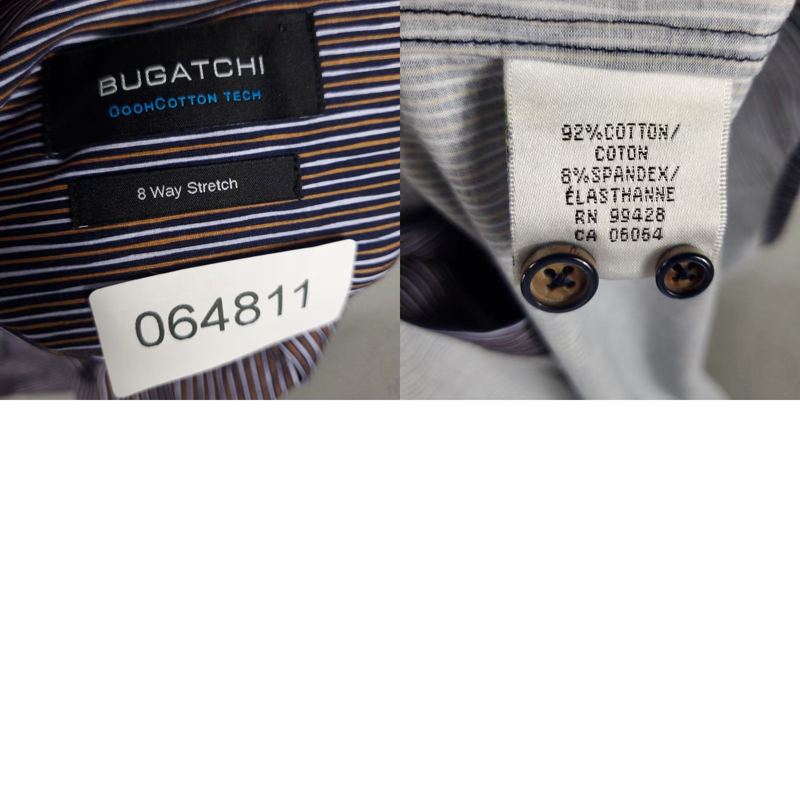 BUGATCHI Bugatchi Shirt Mens Medium Purple Striped Stretch Button Up Long Sleeve Size US M / EU 48-50 / 2 - 8 Thumbnail