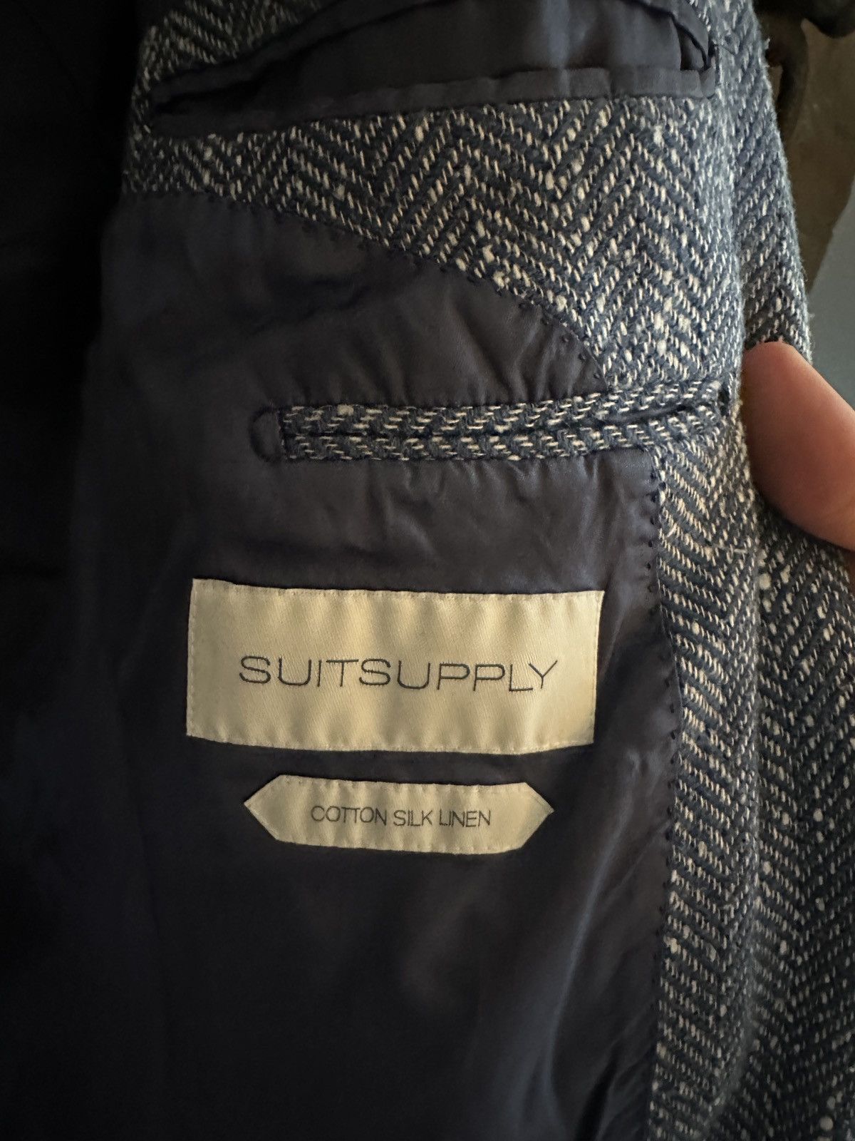 Suitsupply SUITSUPPLY Vicenza Herringbone Blue Overcoat 38R Size US M / EU 48-50 / 2 - 4 Thumbnail