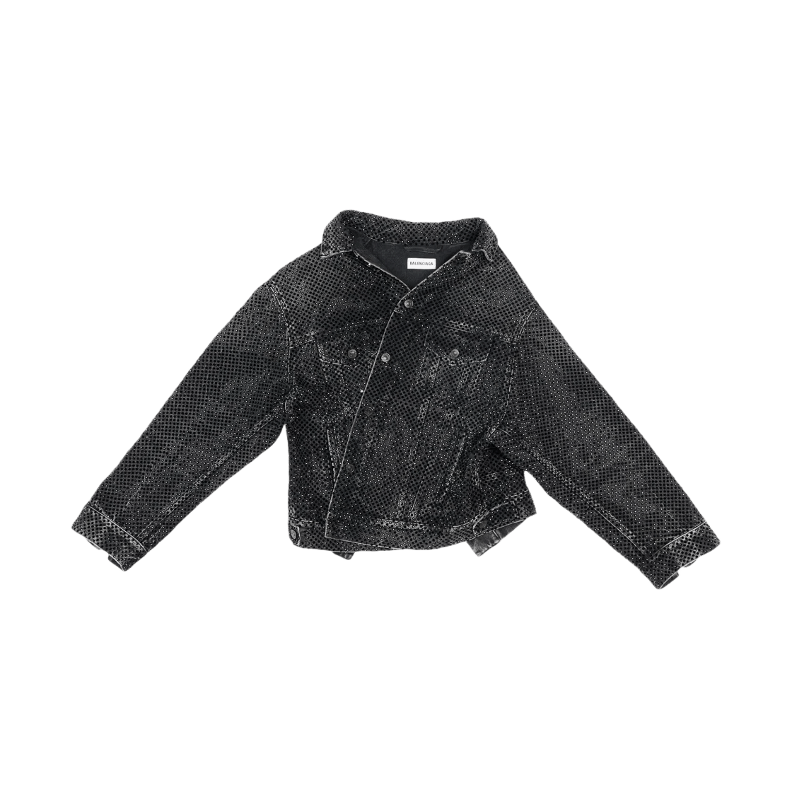 o1bcso1str0525 Asymmetric Jacket With Rhinestones in Black
