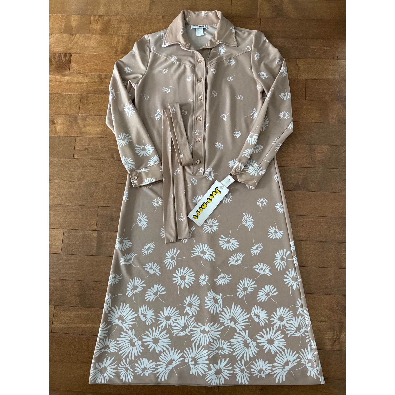 Vintage NWT Vtg Just-Mort Khaki collared Dress white daisy print M Size M / US 6-8 / IT 42-44 - 22 Thumbnail