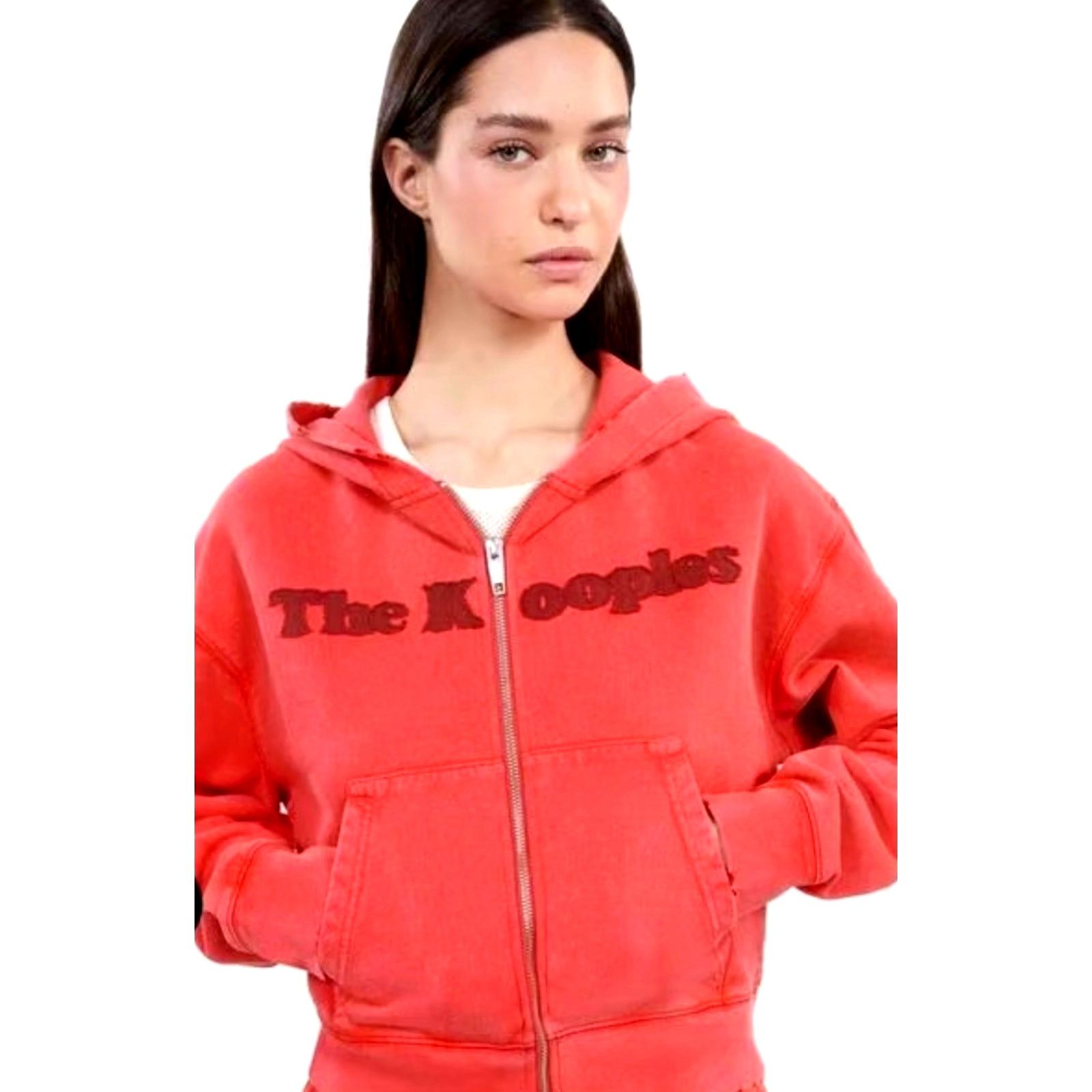 The Kooples The Kooples Text-Appliqué Zip-Through Cotton-Jersey Hoodie 4 Size S / US 4 / IT 40 - 2 Thumbnail