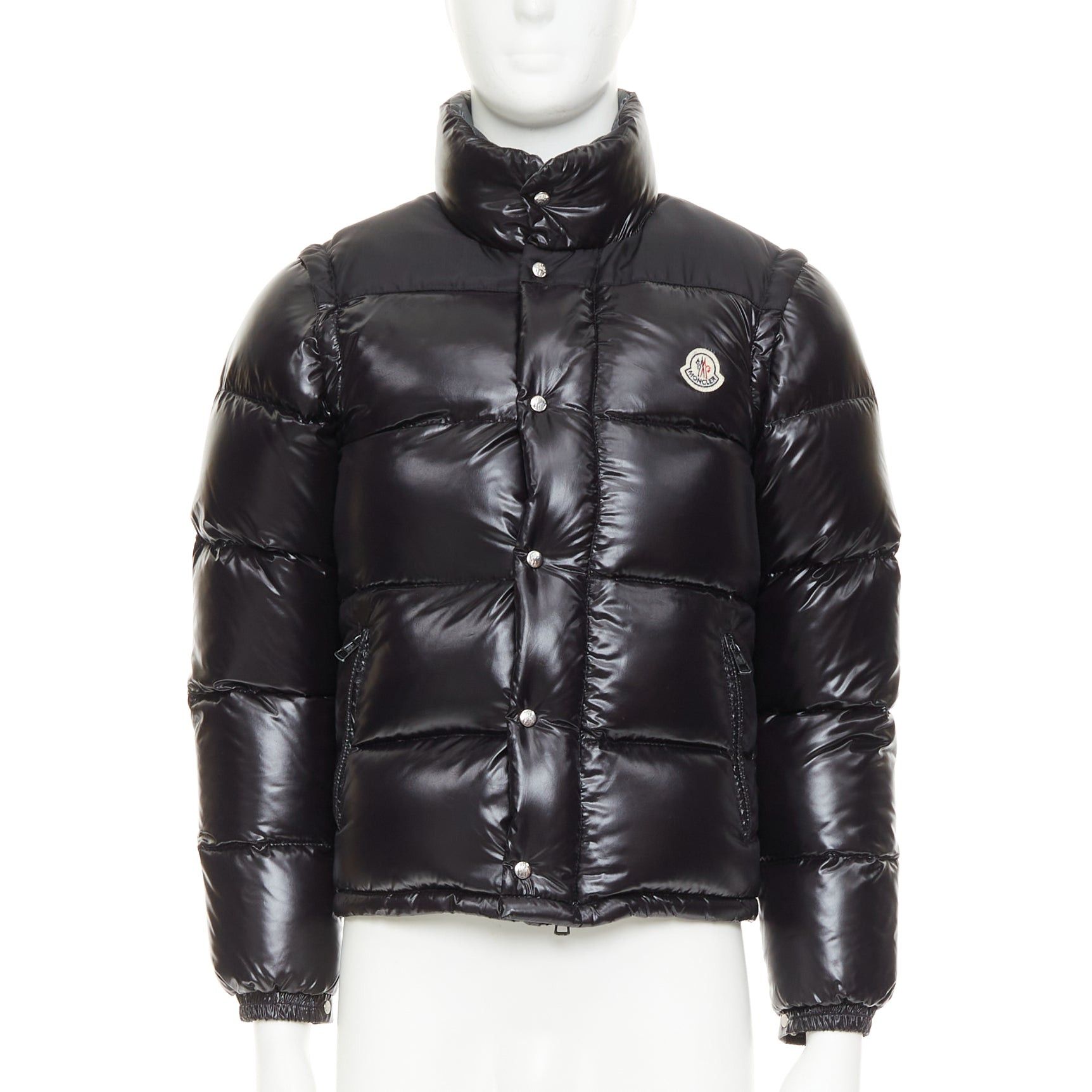 Moncler MONCLER Grenable black shine snap button cropped puffer jacket Sz.0 XS Size US S / EU 44-46 / 1 - 1 Thumbnail