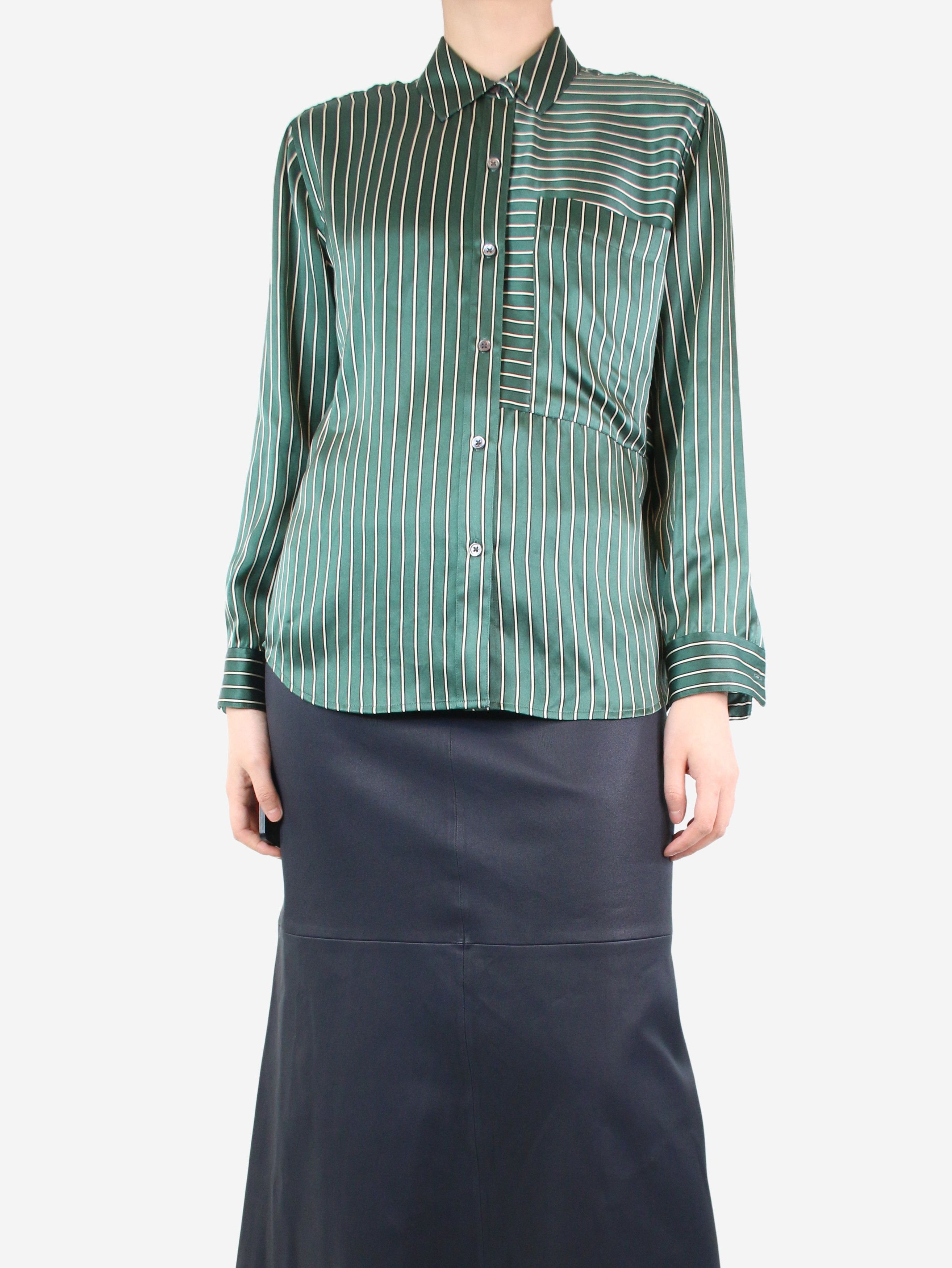 image of Rails Green Striped Silk Shirt - Size S, Women's