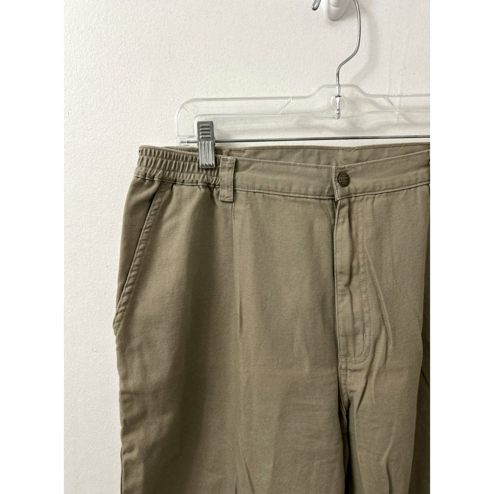 Vintage VINTAGE L.L. Bean Pathfinder Pants Mens 34x28 Khaki Tan Canvas Straight Leg YKK Zip Fly Button Closure casual workwear 5-Pocket Mens Regular Beige Size US 34 / EU 50 - 4 Thumbnail