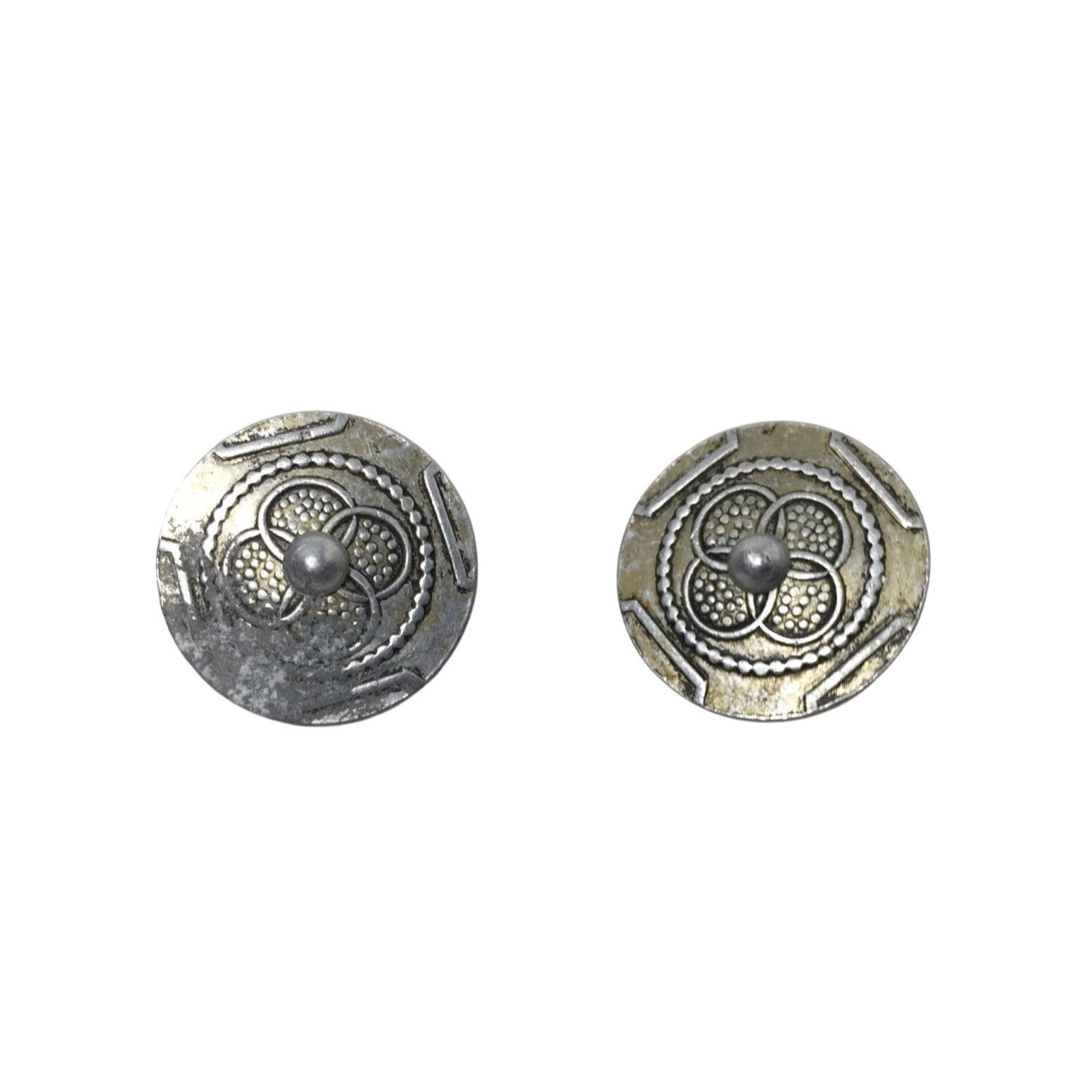 Other Women's Vintage Round Silver Tone Clip On Earrings Size ONE SIZE - 1 Thumbnail