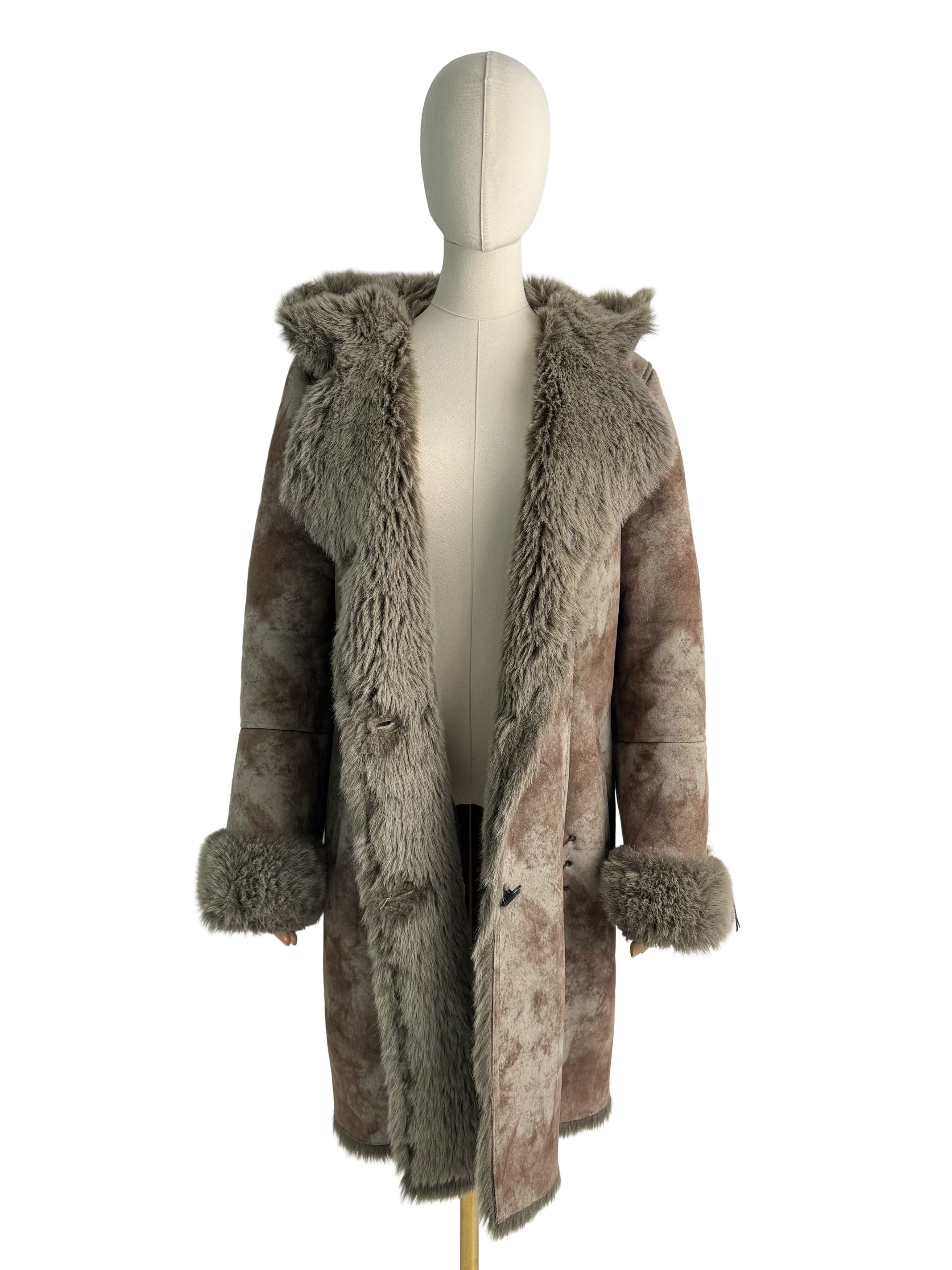 Vintage Vintage Faux Shearling Faux Fur Hooded Winter Long Coat Size L / US 10 / IT 46 - 4 Thumbnail