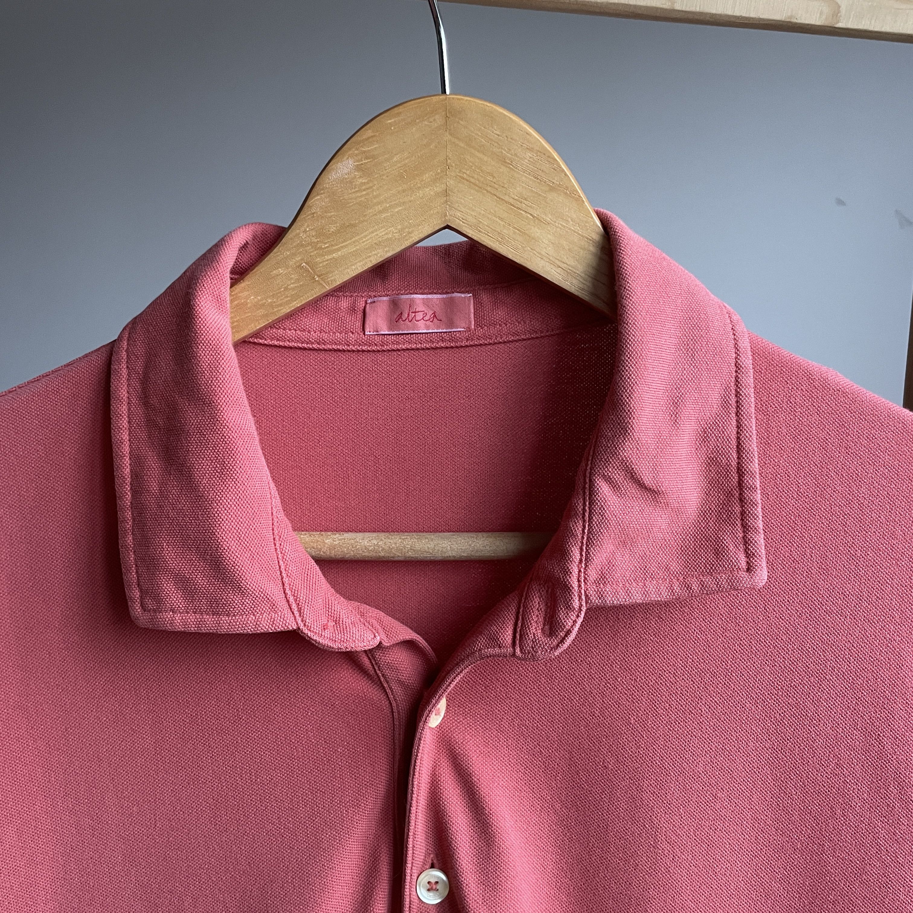 Altea Altea Pink Cotton Garment Dyed Polo T-Shirt Size L Size US L / EU 52-54 / 3 - 4 Thumbnail