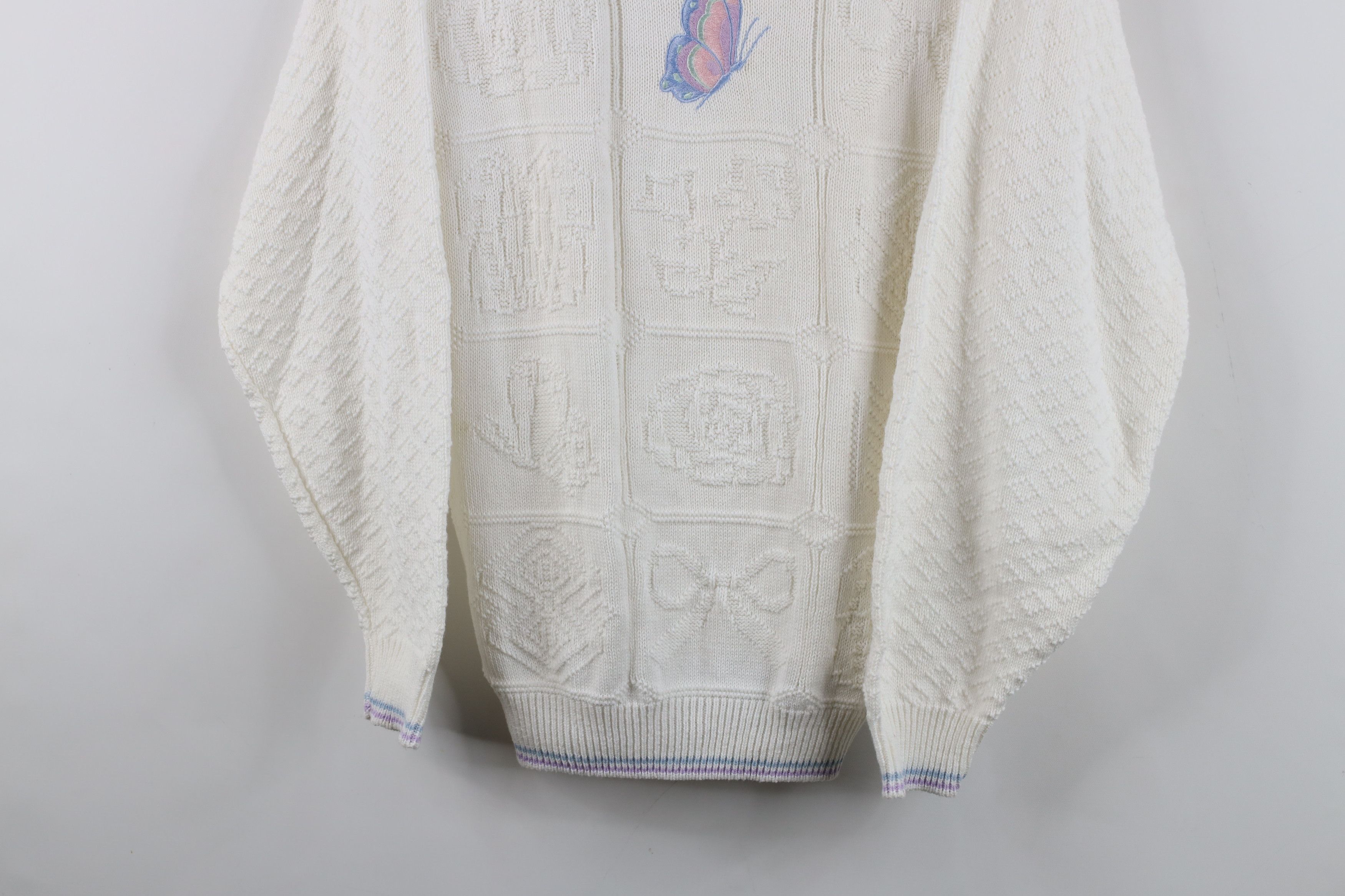 Vintage Vintage 90s Streetwear Butterfly Knit Collared Sweater USA Size M / US 6-8 / IT 42-44 - 3 Thumbnail
