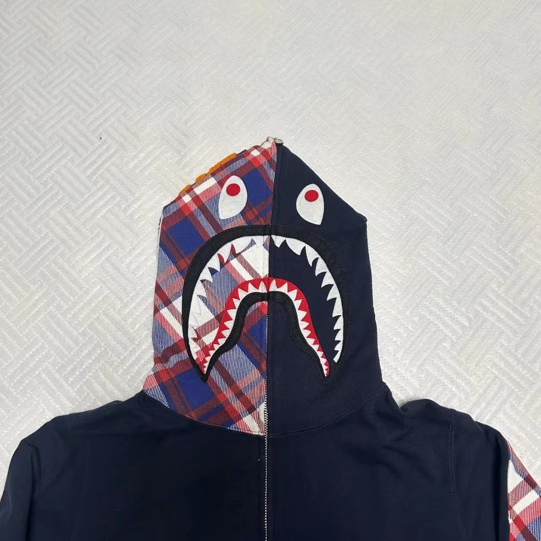 Bape BAPE CHECK SHARK FULL ZIP HOODIE Size US M / EU 48-50 / 2 - 3 Thumbnail