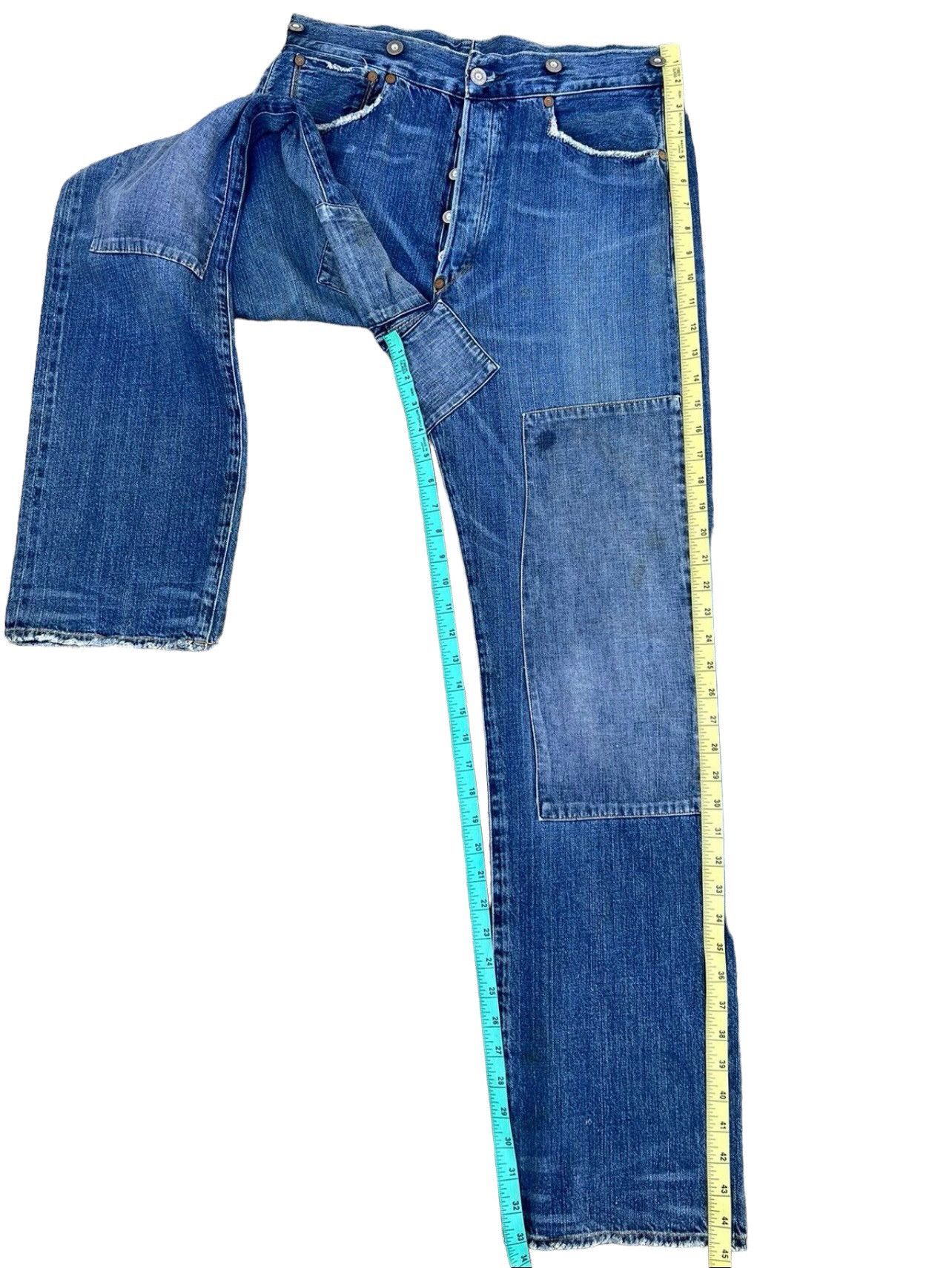 Levi's 90s Levi's LVC #555 Distressed Patchwork Selvedge Denim Size US 32 / EU 48 - 5 Thumbnail