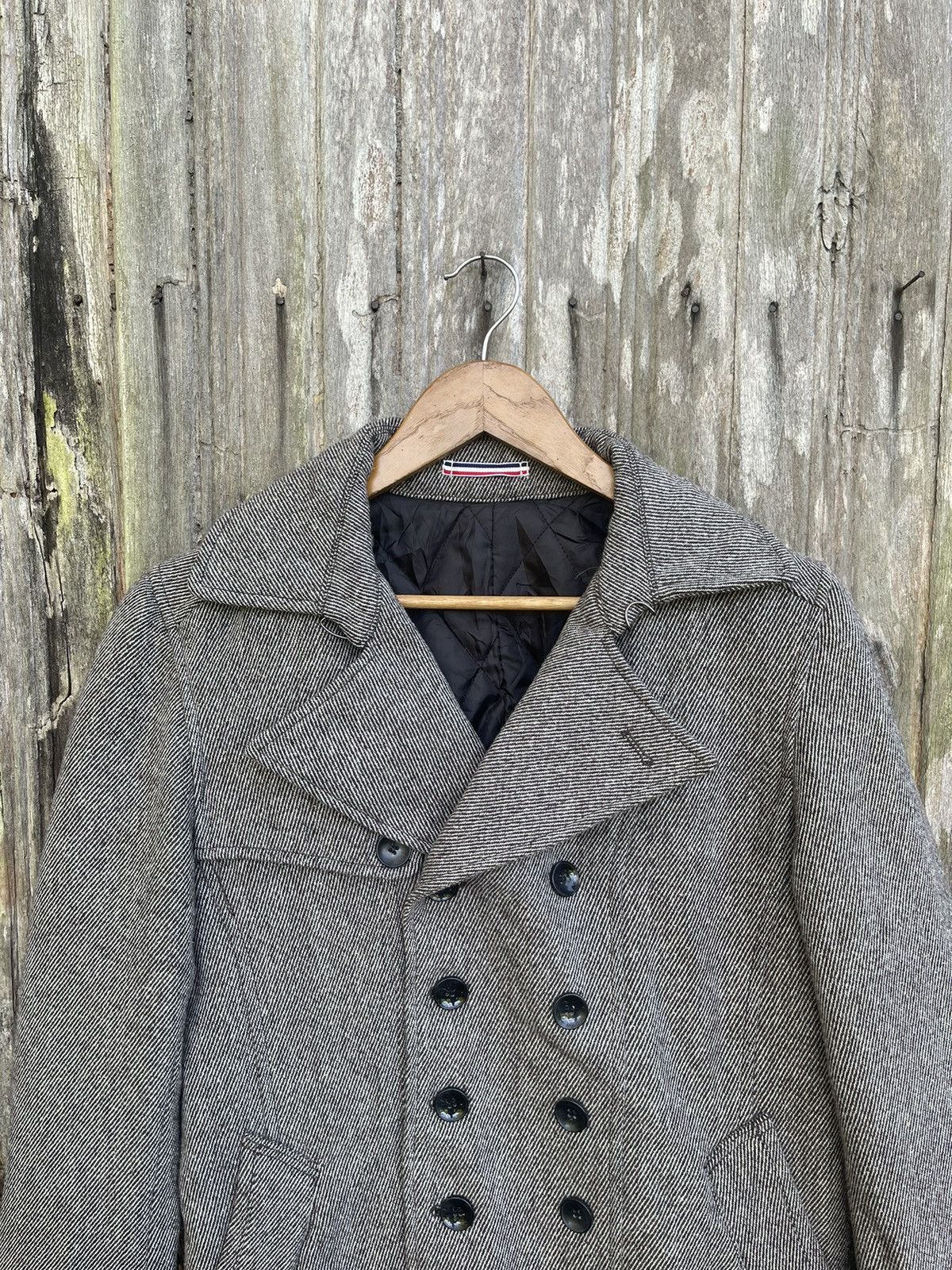 Michel Klein Klein Plus Homme Wool Peacoat - Herringbone Grey - Size 48 Size US M / EU 48-50 / 2 - 2 Thumbnail