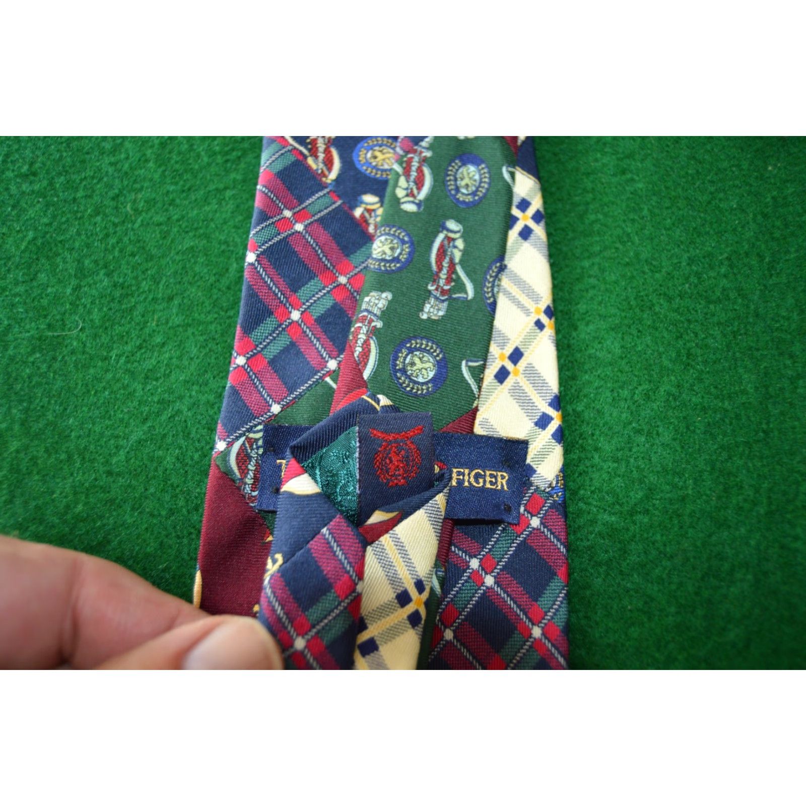 Tommy Hilfiger Tommy Hilfiger Men's Tie Multicolor Golf Italian Silk USA Tie Geometric Pattern, 100% Silk, Multicolor, Golf, USA, Mens Size ONE SIZE - 4 Thumbnail