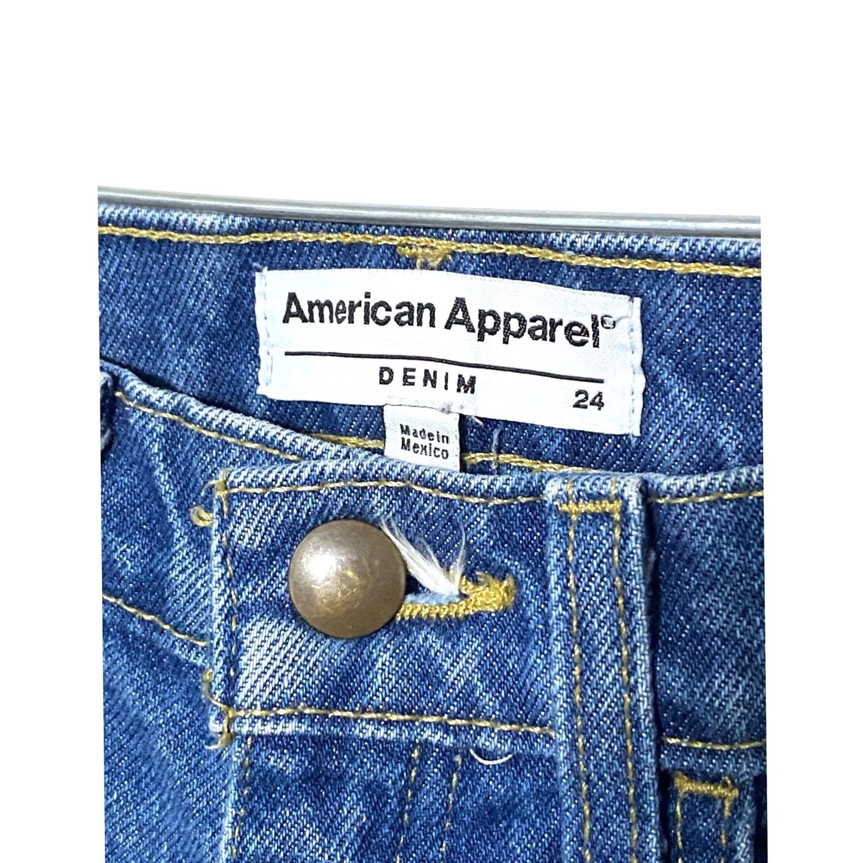 American Apparel VINTAGE American Apparel Jeans Womens 24 Denim High Waisted Raw Hem Mom Hippie Retro Preppy Shirt? Size 42" / US 20 - 6 Thumbnail