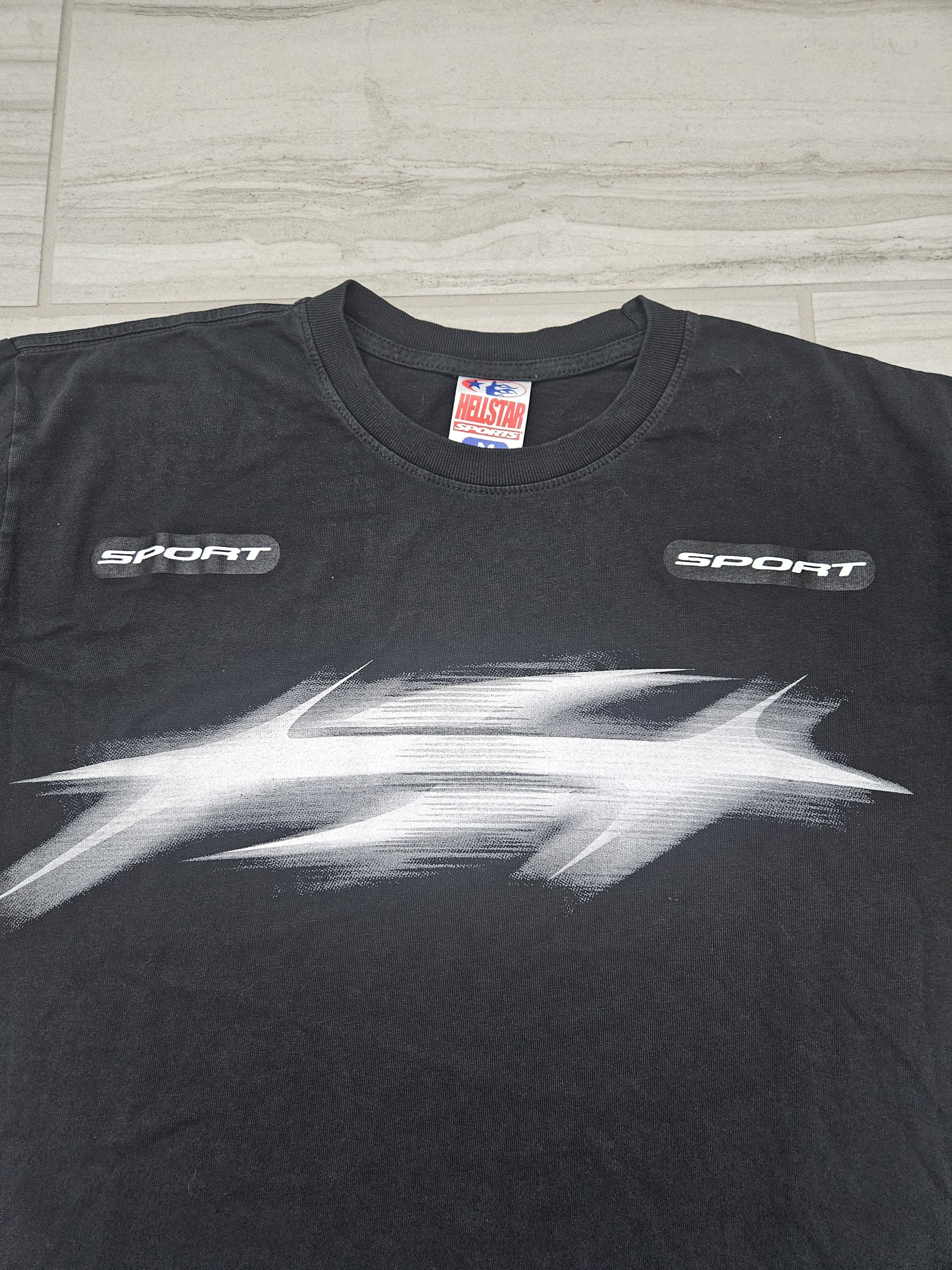 HELLSTAR SAMPLE PROTO H Star Black & White Blur Logo Black T Shirt Size US M / EU 48-50 / 2 - 3 Thumbnail