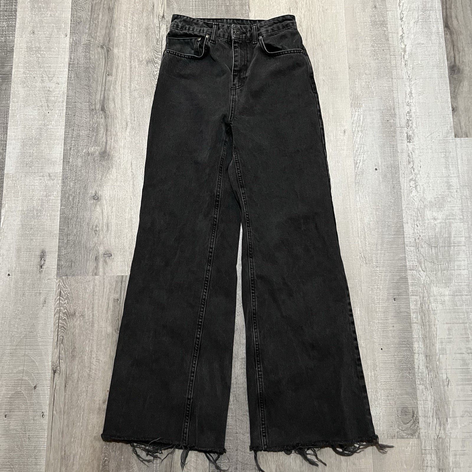 Other Ragged Jeans Womens 26 Wide Leg Distressed High Rise Flared Size 26" / US 2 / IT 38 - 2 Thumbnail