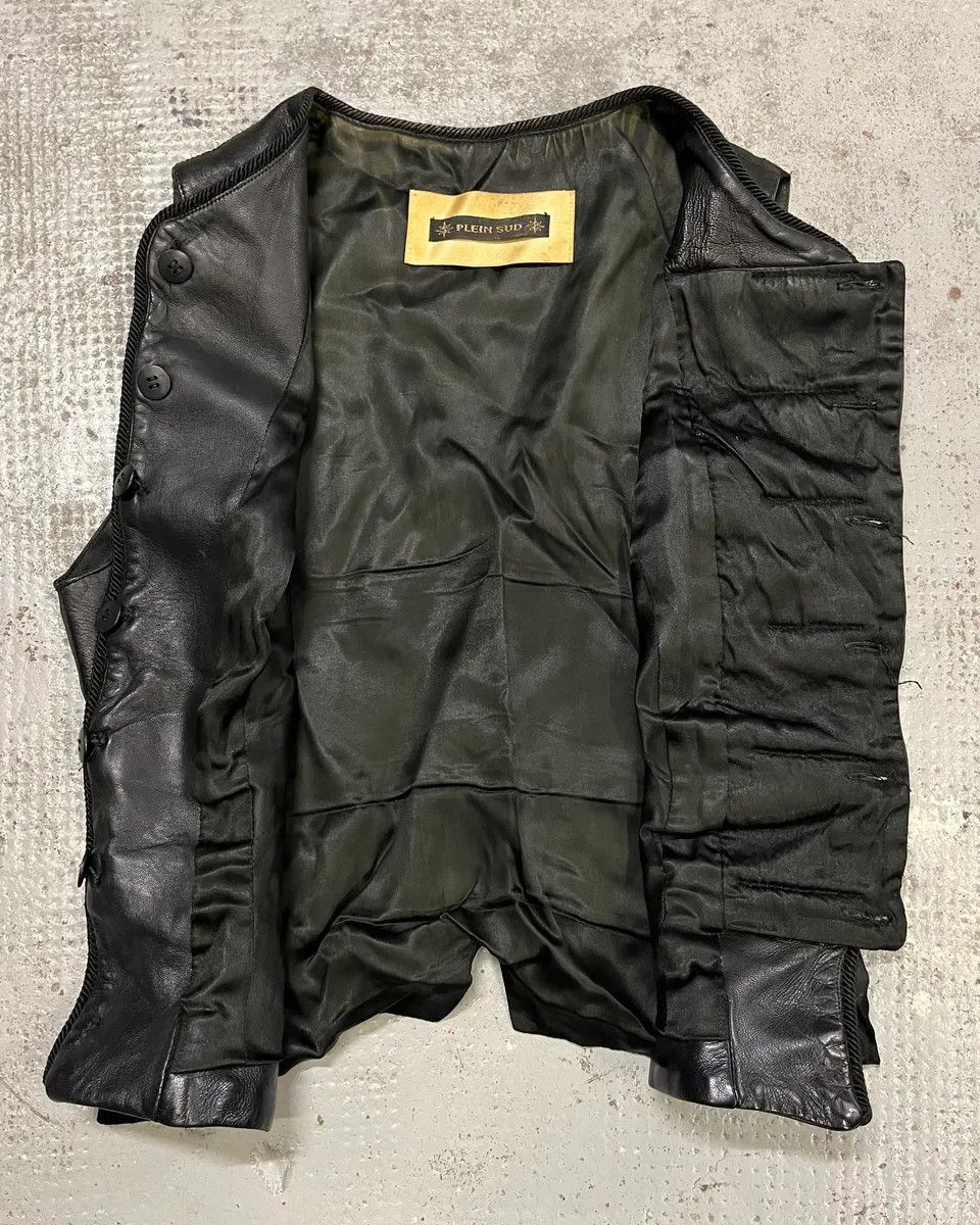 Vintage 1990s Plein Sud Black Leather Button-Front Vest Size S / US 4 / IT 40 - 9 Thumbnail