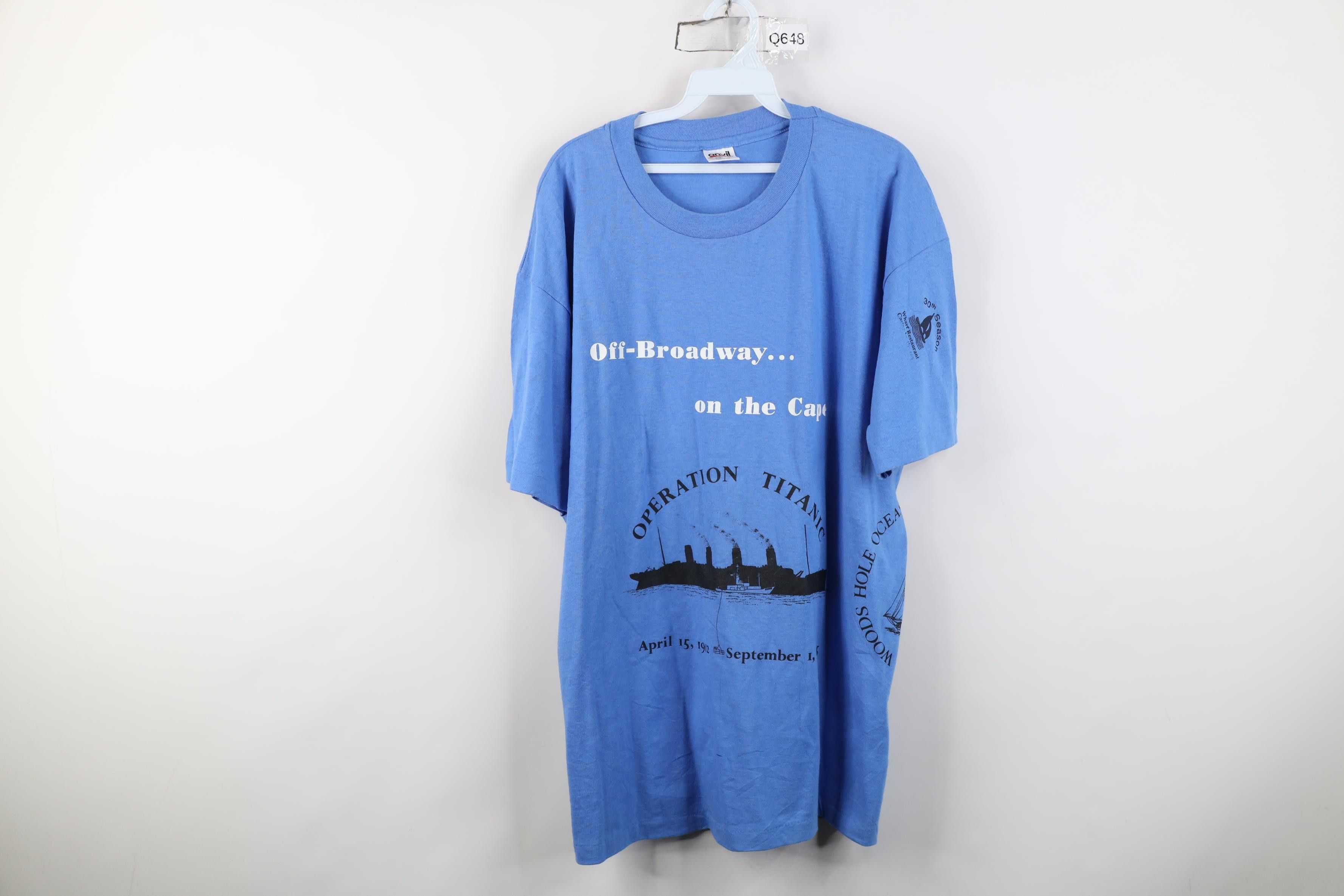 Vintage Vintage 80s Off Broadway On the Operation Titanic T-Shirt Size US XL / EU 56 / 4 - 1 Thumbnail