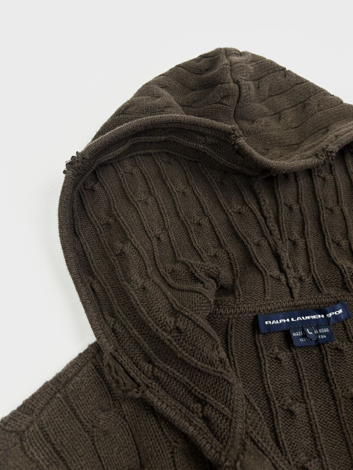 Ralph Lauren Sport Vintage Ralph Lauren Knitted Zip Hoodie Sweater Rare Bronw Size L / US 10 / IT 46 - 12 Thumbnail