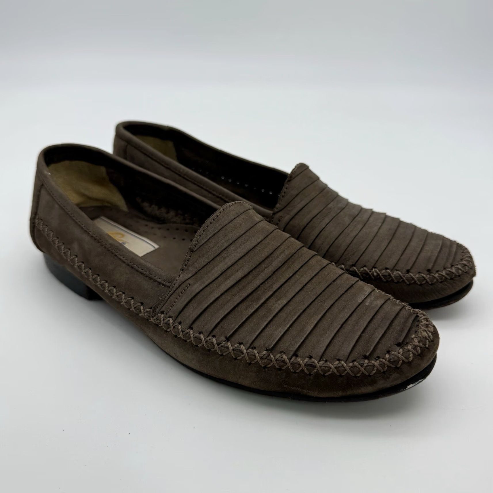 Vintage VTG Giorgio Brutini Layered Leather Loafers Dress Slip-On Brown 8D Men’s Shoes 90s MIAMI Brazil Box Included Size US 8 / EU 41 - 2 Thumbnail