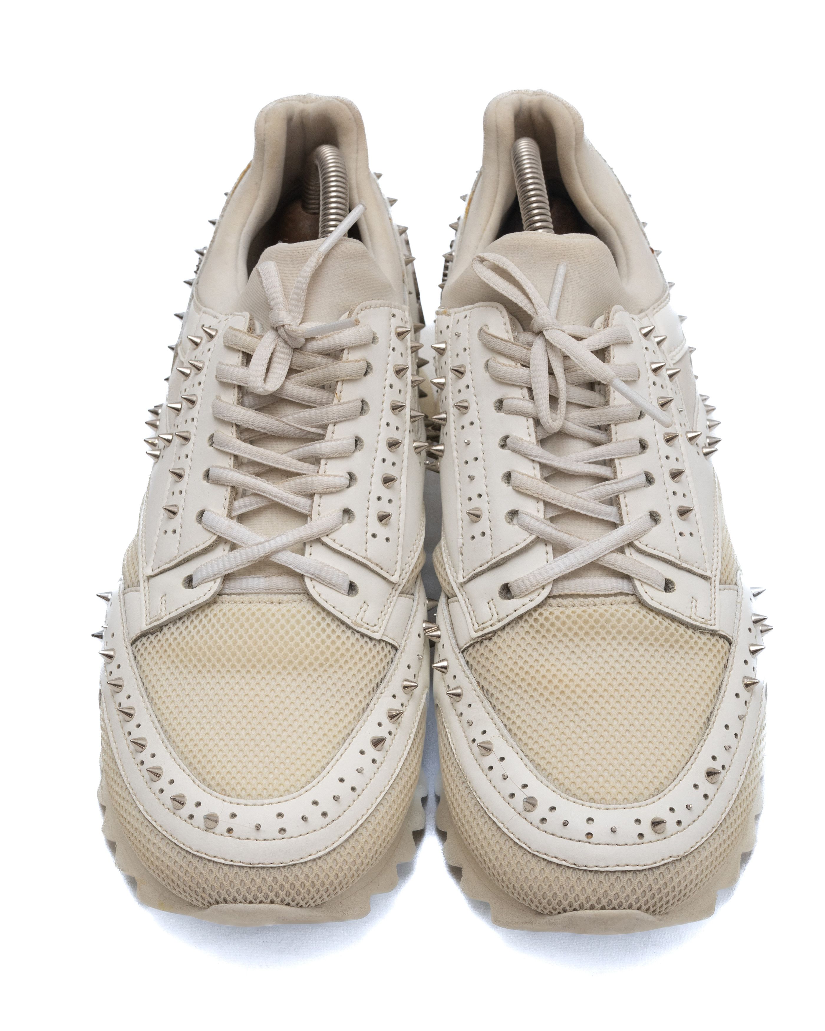 Philipp Plein PHILIPP PLEIN White Leather / Mesh Spiked Sneakers Size US 7 / EU 40 - 4 Thumbnail