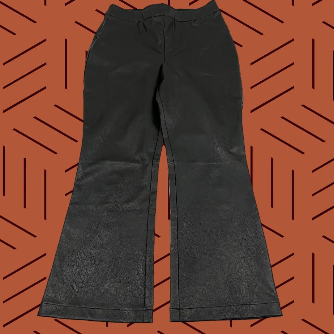 Spanx Spanx Black Faux Leather Like Kick Flare Ankle Crop Pants Womens Large W29 L27 Size 36" / US 14 / IT 50 - 1 Thumbnail
