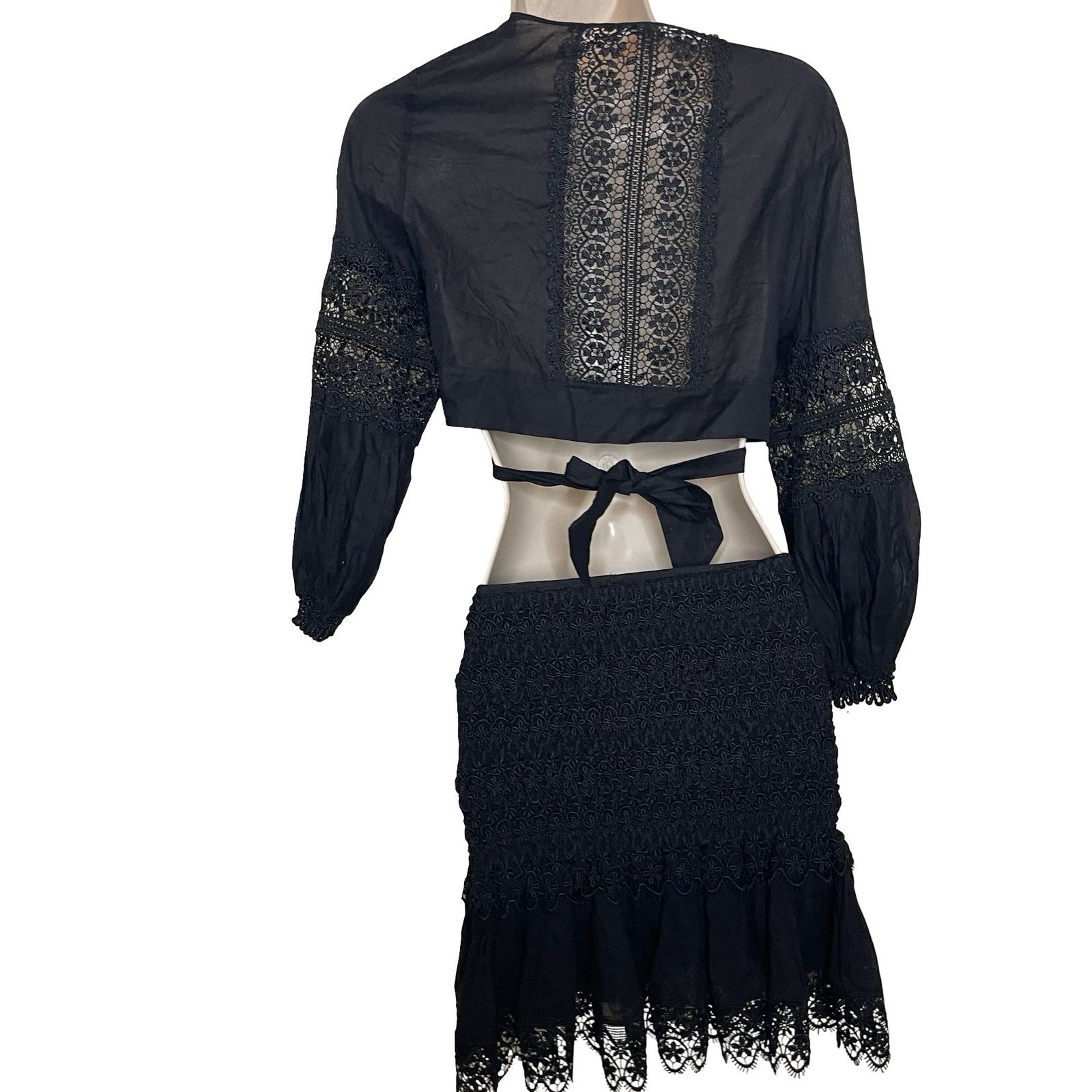 Charo Ruiz CHARO RUIZ IBIZA Vania Blouse and Fleur Mini Skirt Set Black Size 26" / US 2 / IT 38 - 7 Thumbnail