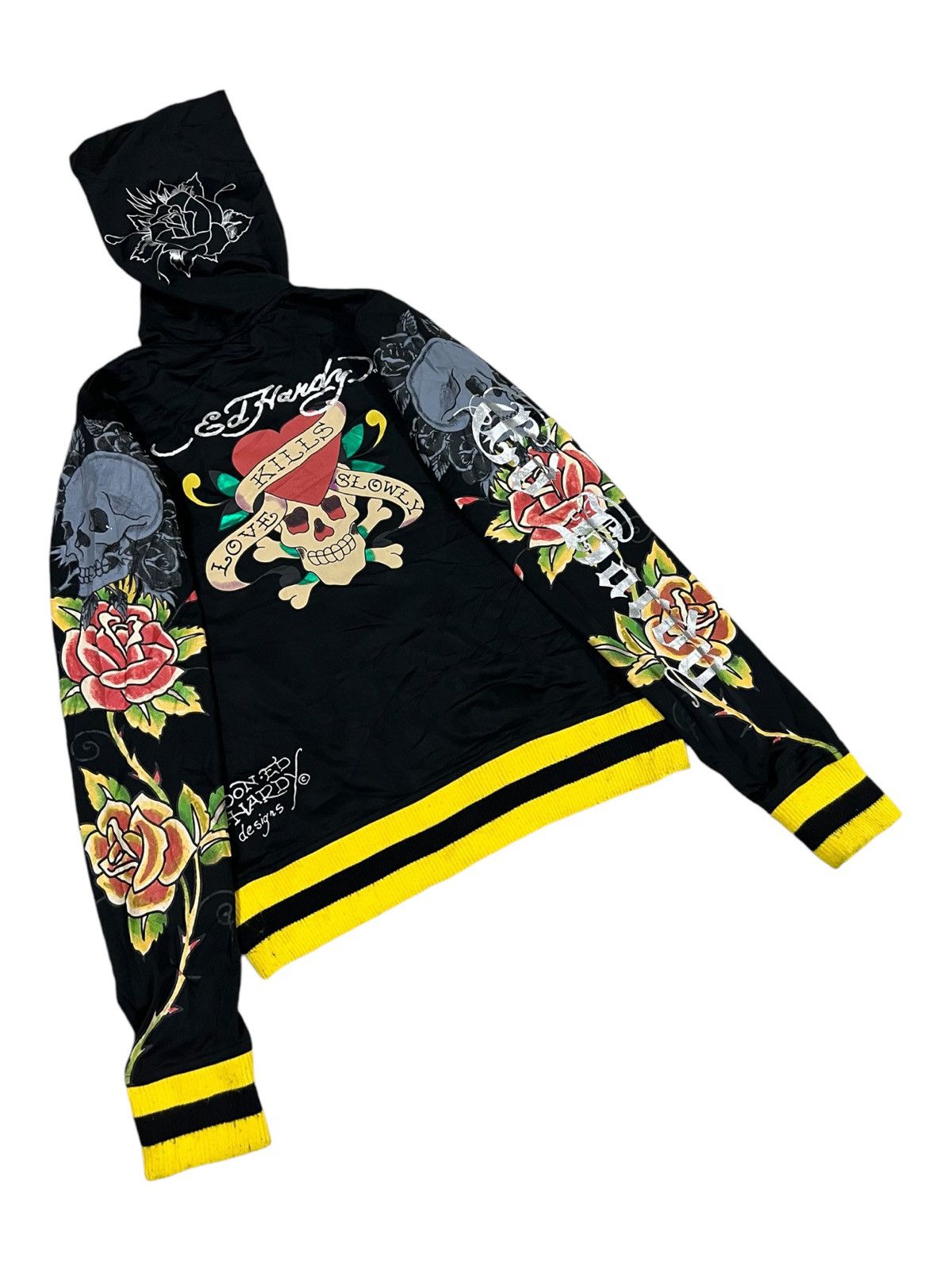 Ed Hardy Y2K Ed Hardy Skulls & Roses Zipper Boxy Jacket Sweater Goth Size S / US 4 / IT 40 - 3 Thumbnail