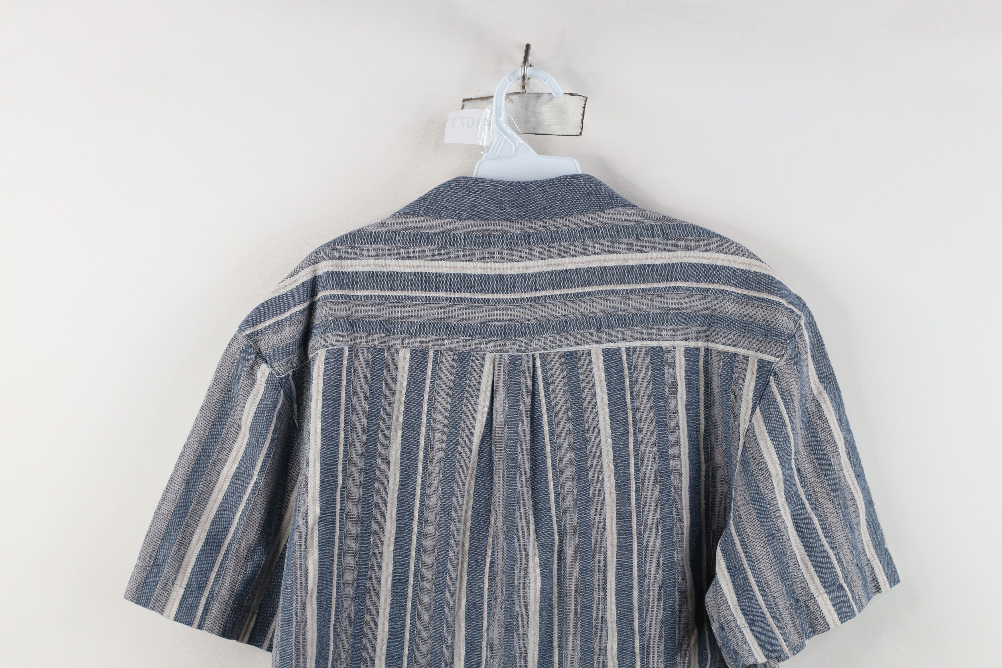 Vintage Vintage 90s Streetwear Linen Blend Camp Collar Button Shirt Size US L / EU 52-54 / 3 - 10 Thumbnail
