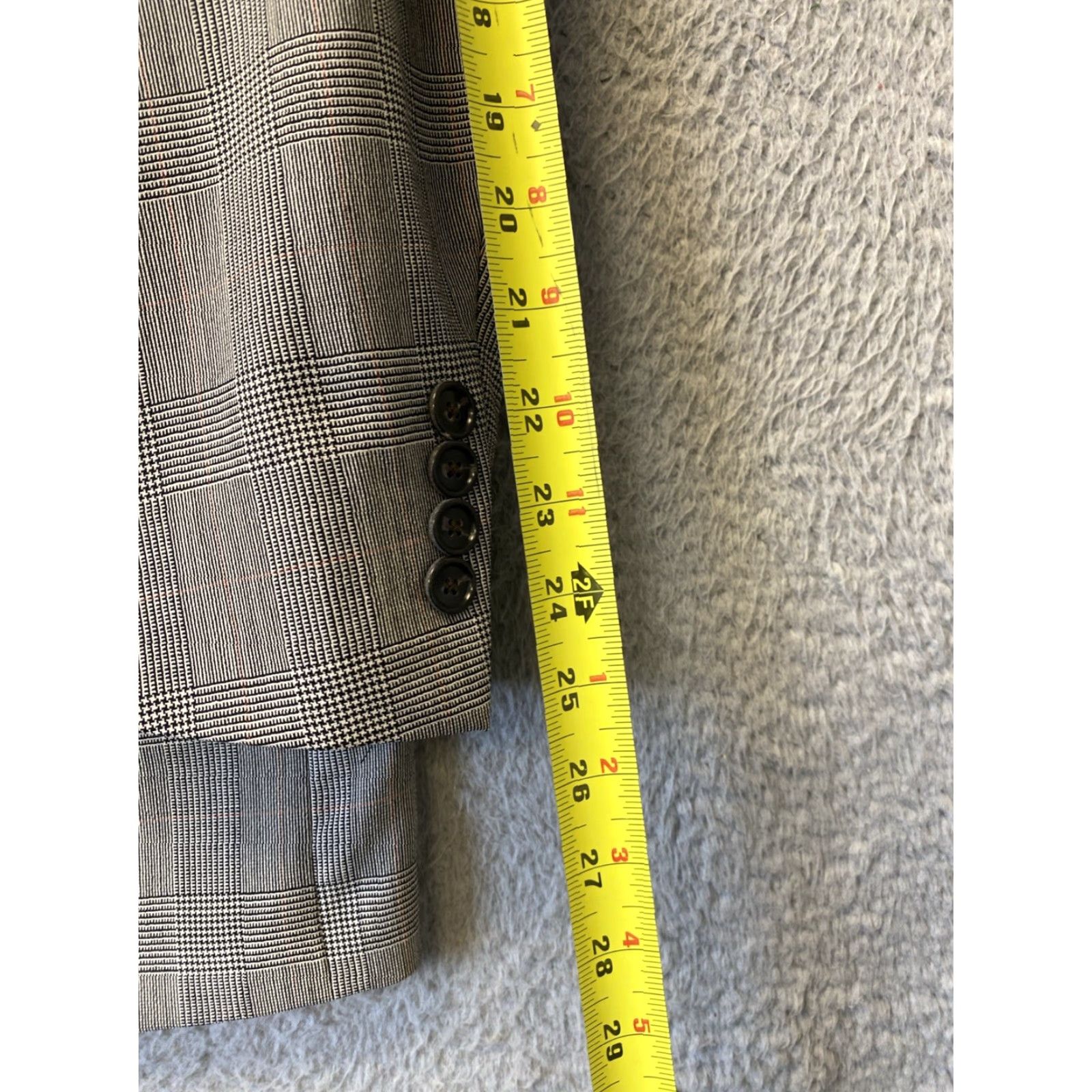 Lands' End Lands' End Glenn Plaid Mens 39R Suit Blazer Sport Jacket Gray Wool 3-Button Sleeve Notch Lapel Vintage Regular Mens Jacket/Coat Size 40R - 6 Thumbnail