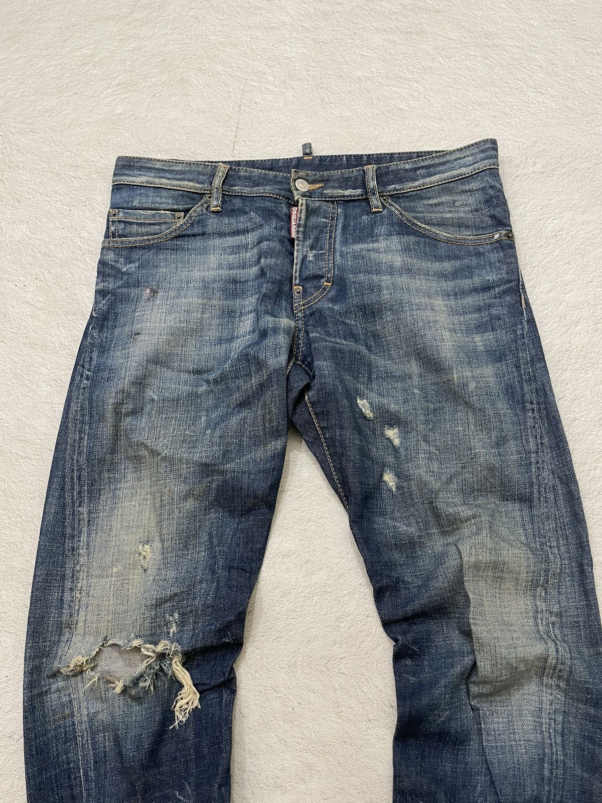 Japanese Brand 2000s Dsquared Mudwash Denim Ripped Jeans Distressed Y2K If6 Size US 34 / EU 50 - 2 Thumbnail
