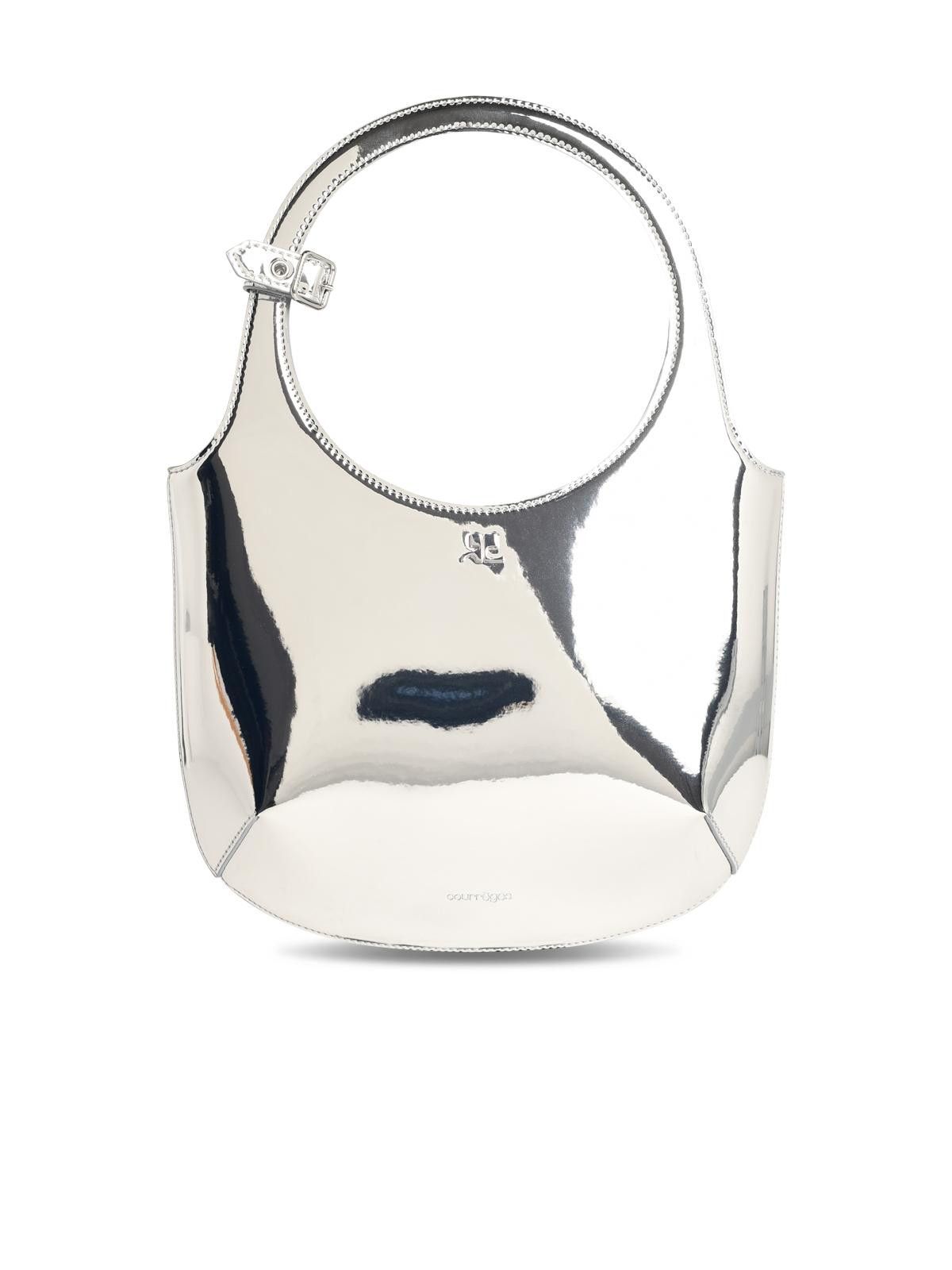COURREGES 'Holy Mirror' Silver Leather Bag