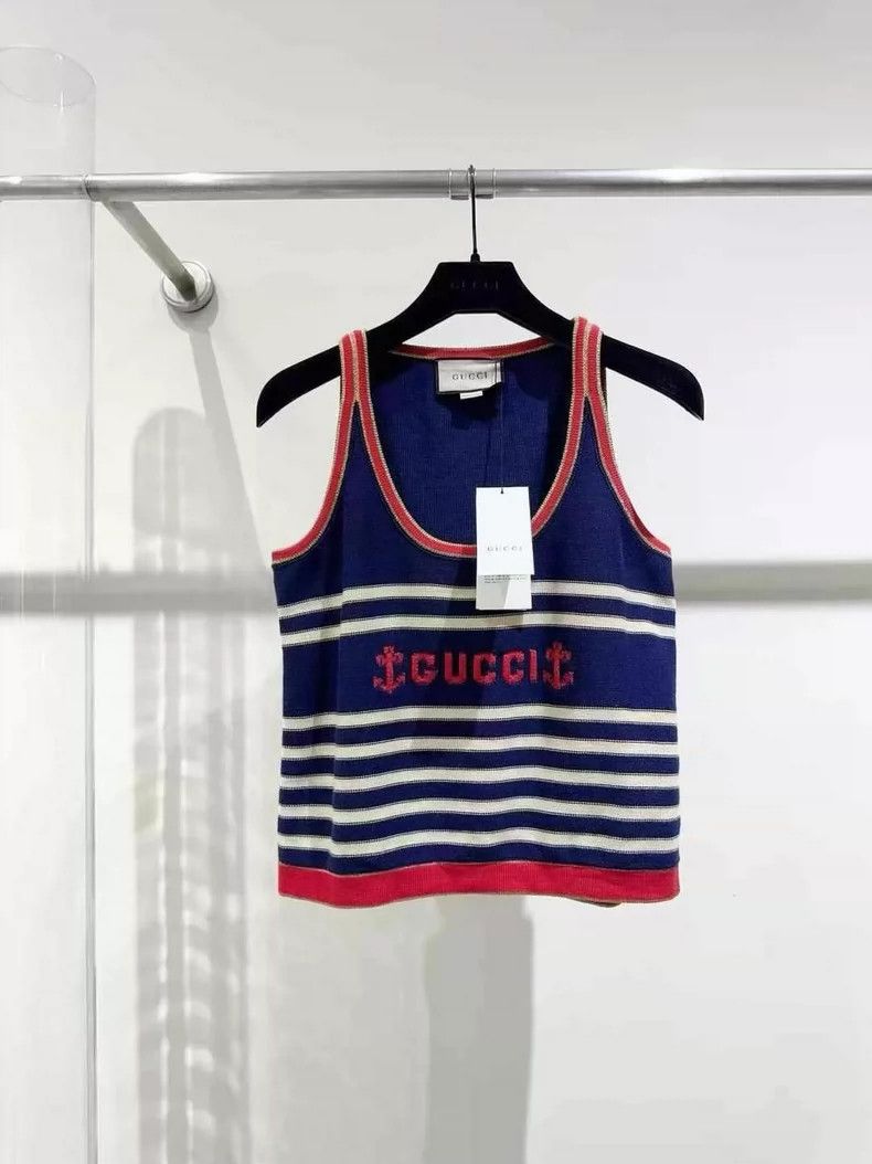 Gucci gucci striped anchor tank top in navy-dmc Size US L / EU 52-54 / 3 - 1 Thumbnail