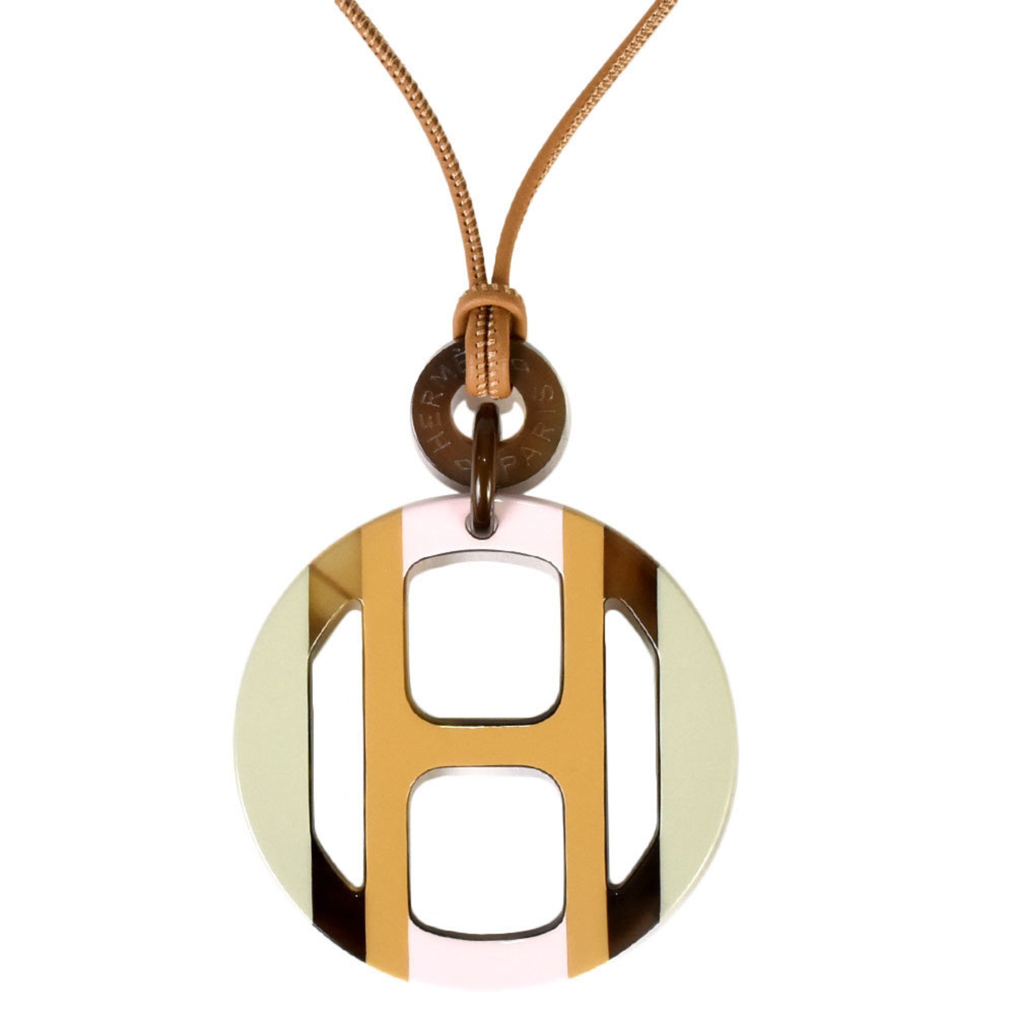 image of Hermes H Equipe Necklace Buffalo Horn Leather Ladies, Women's