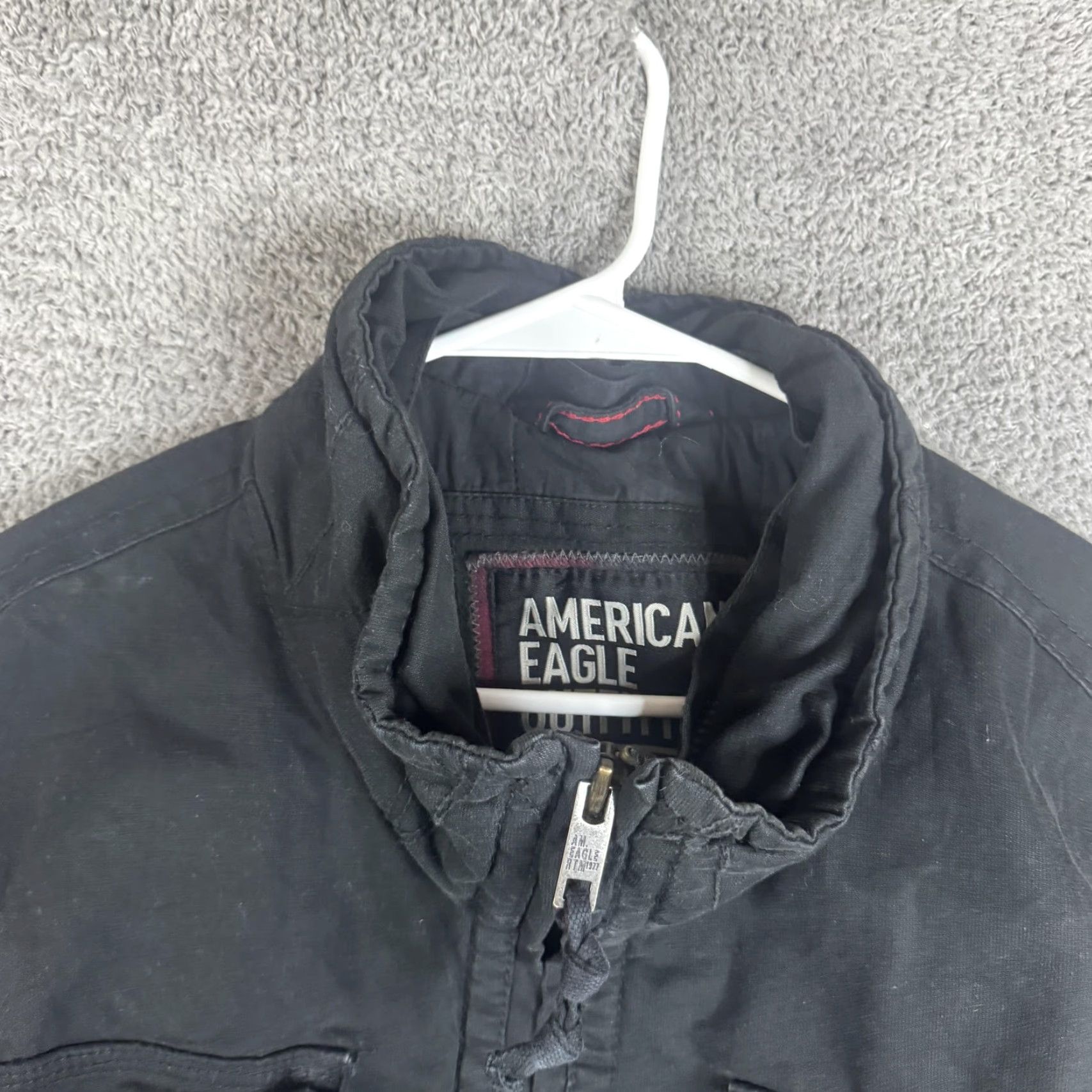American Eagle Outfitters American Eagle Outfitters Jacket Mens 2XL Black Canvas Military Full Zip Lined Size US XXL / EU 58 / 5 - 7 Thumbnail