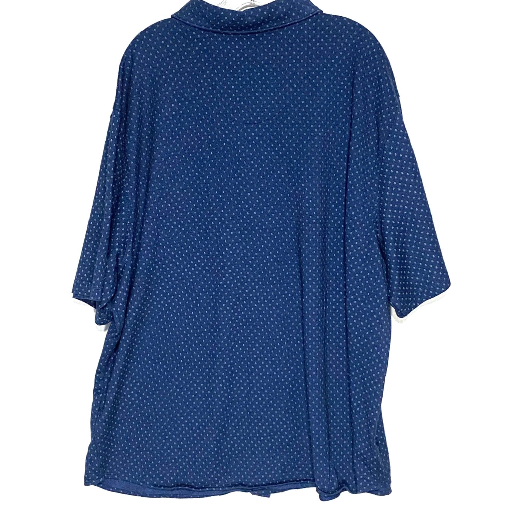 Van Heusen VINTAGE Van Heusen Never Tuck Button Polo Shirt Mens 2XLT Blue Geometric Preppy Shirt Falls Spring Summer Womens? Size US XXL / EU 58 / 5 - 3 Thumbnail
